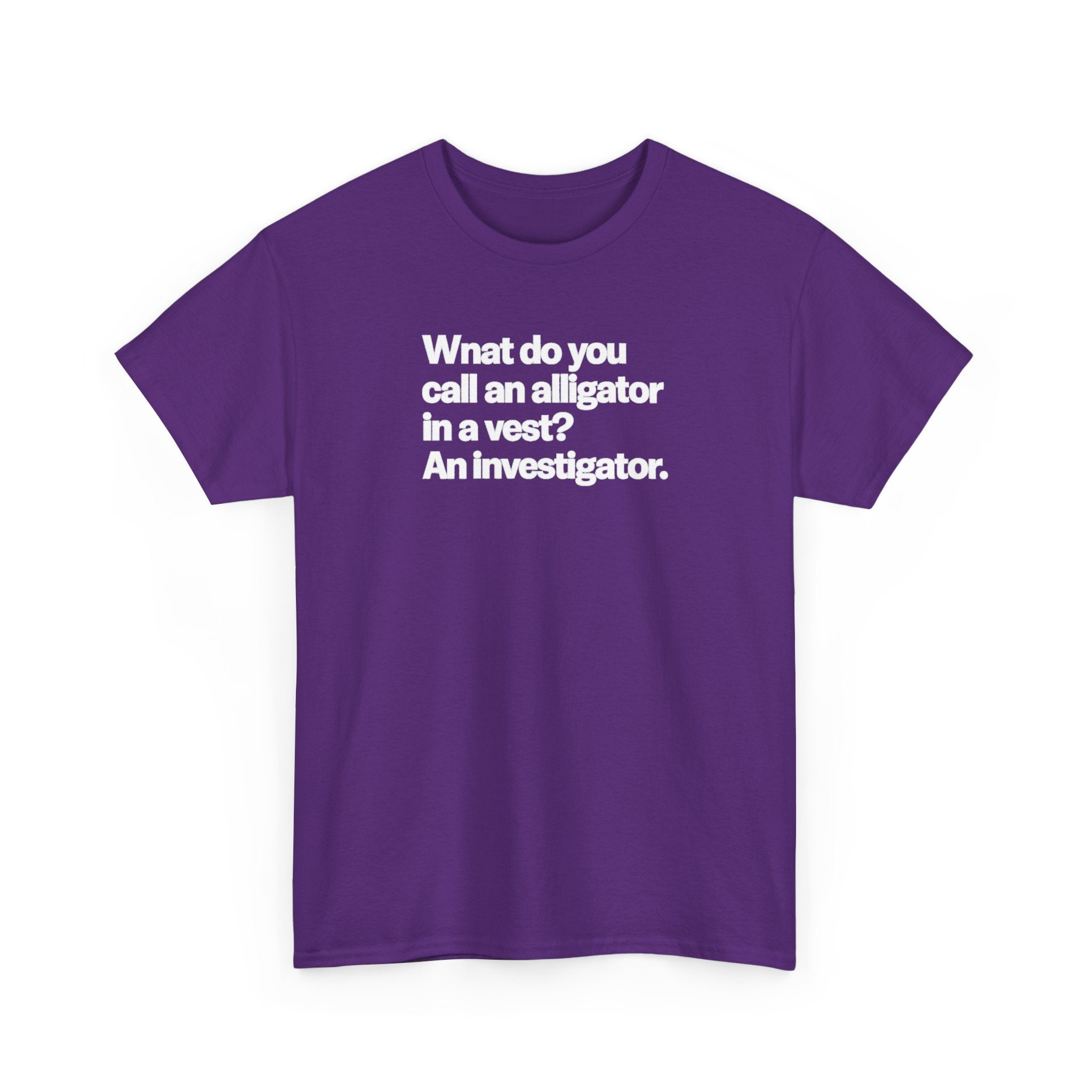 What do you call an Alligator White Minimalist Funny Tee — Subtle Embossed Text Casual T-Shirt