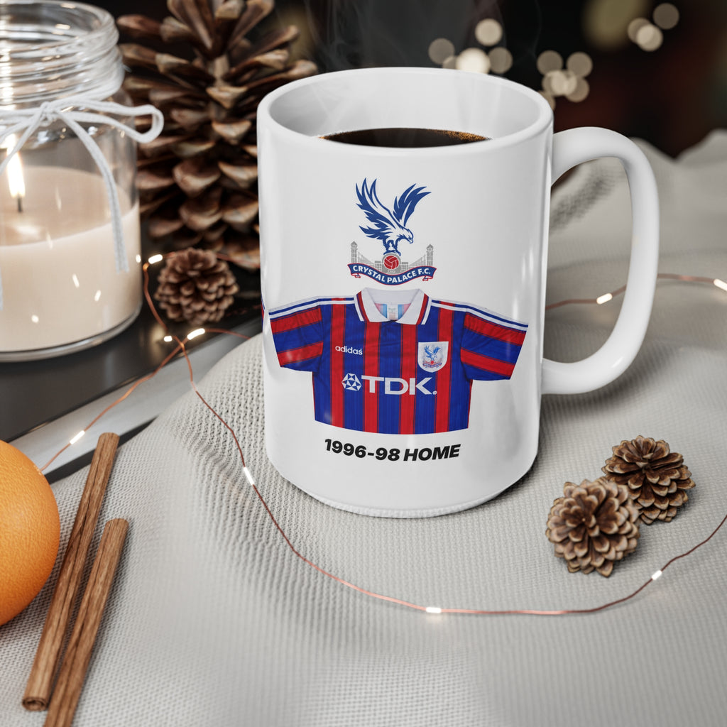 Crystal Palace Retro Football Shirt Mug — 1996-98 Home Jersey Ceramic Coffee Cup (11oz/15oz)