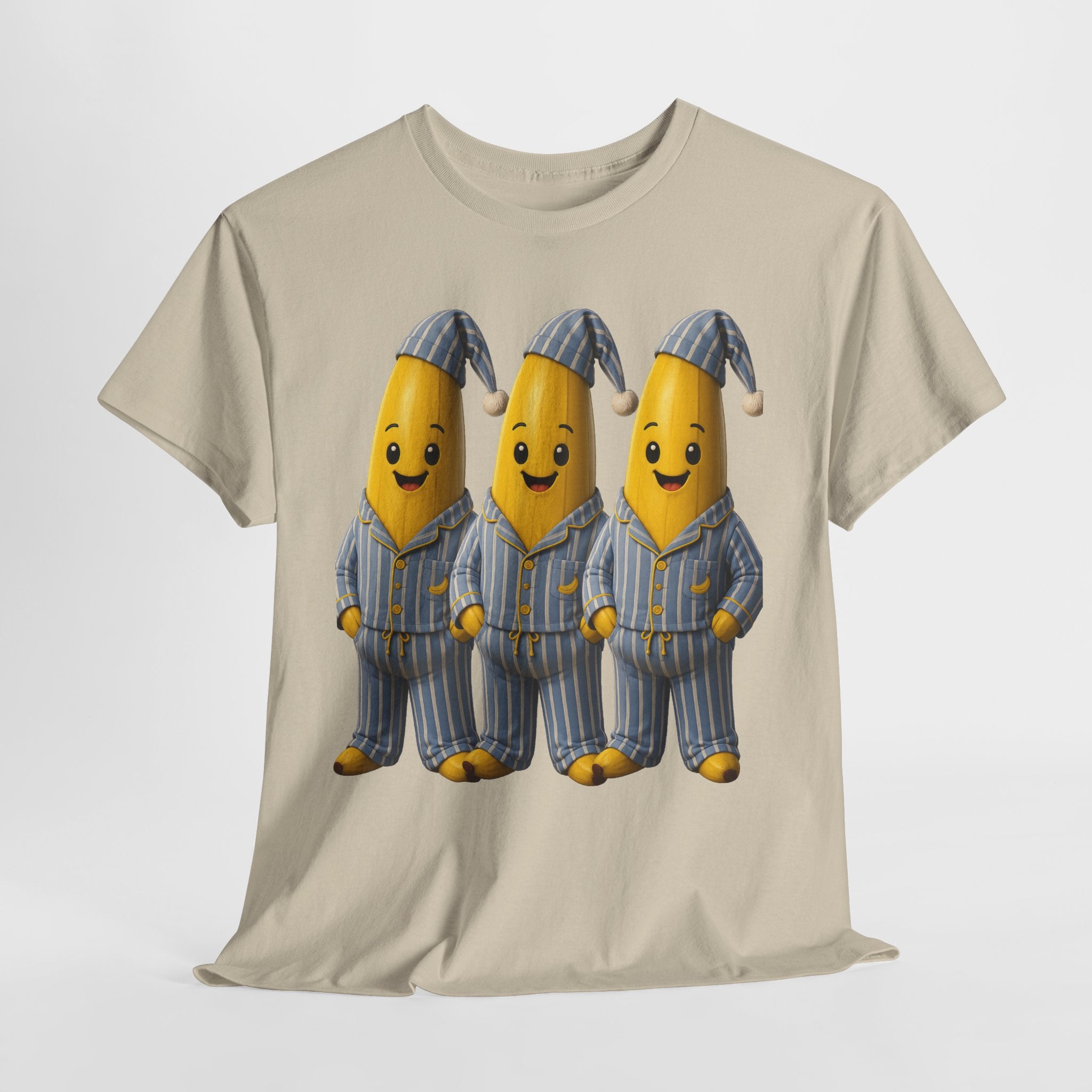 Bananas in Pyjamas – Three Smiling Bananas in Striped Pajamas Graphic T-Shirt