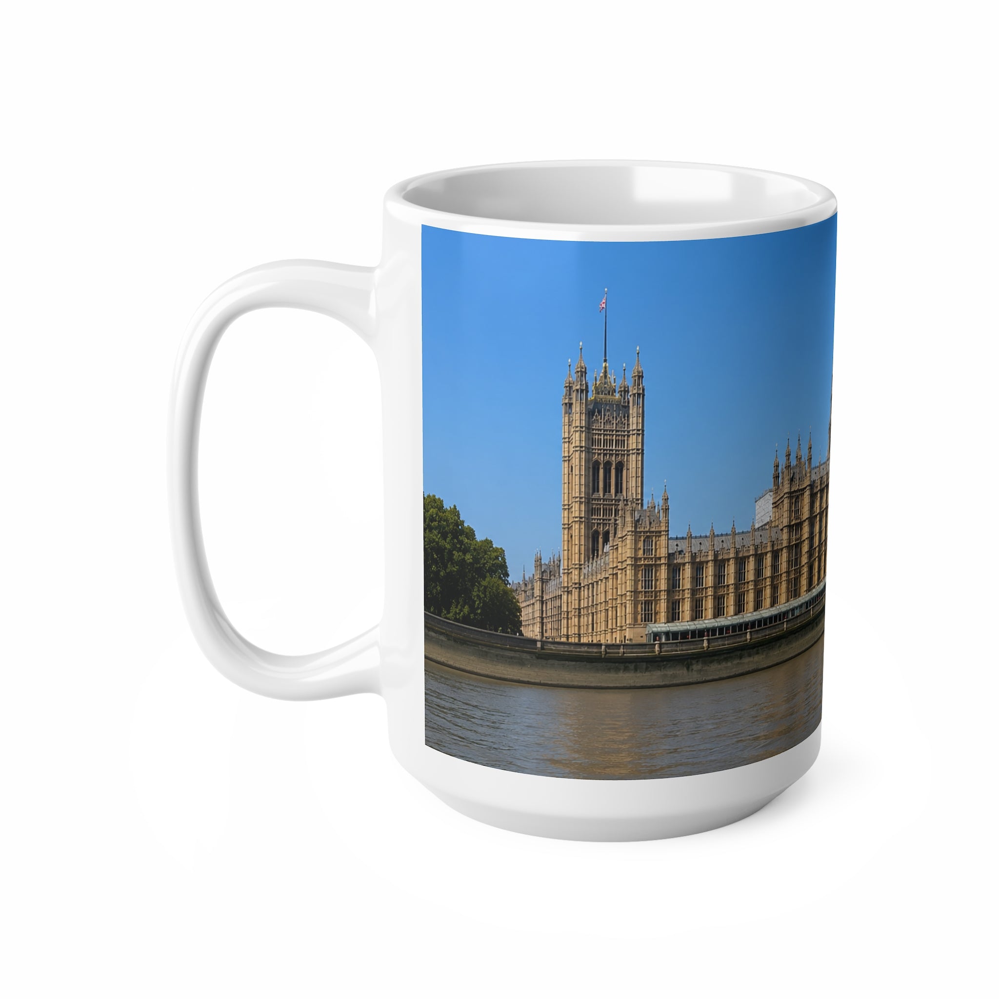 London Houses of Parliament Photo Mug — Big Ben & Thames Scenic Ceramic Coffee Cup (11oz/15oz)