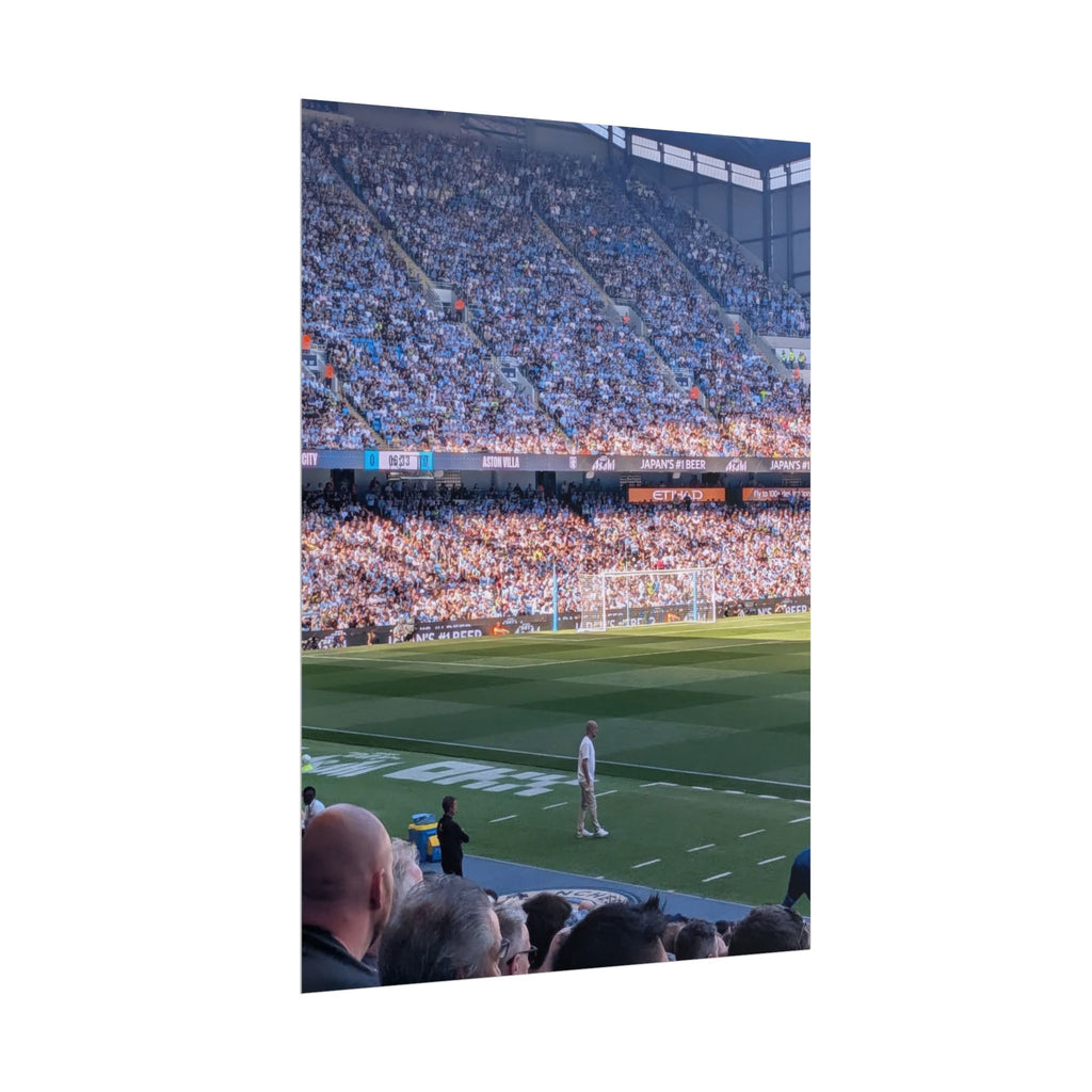 Pep's Last Match at the Etihad Stadium Crowd Soccer Poster — Rolled Sports Print
