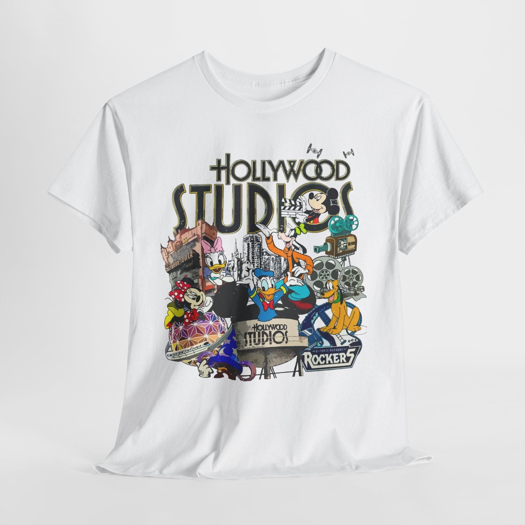 Hollywood Studios Collage T-Shirt — Vintage Theme Park Character Tee