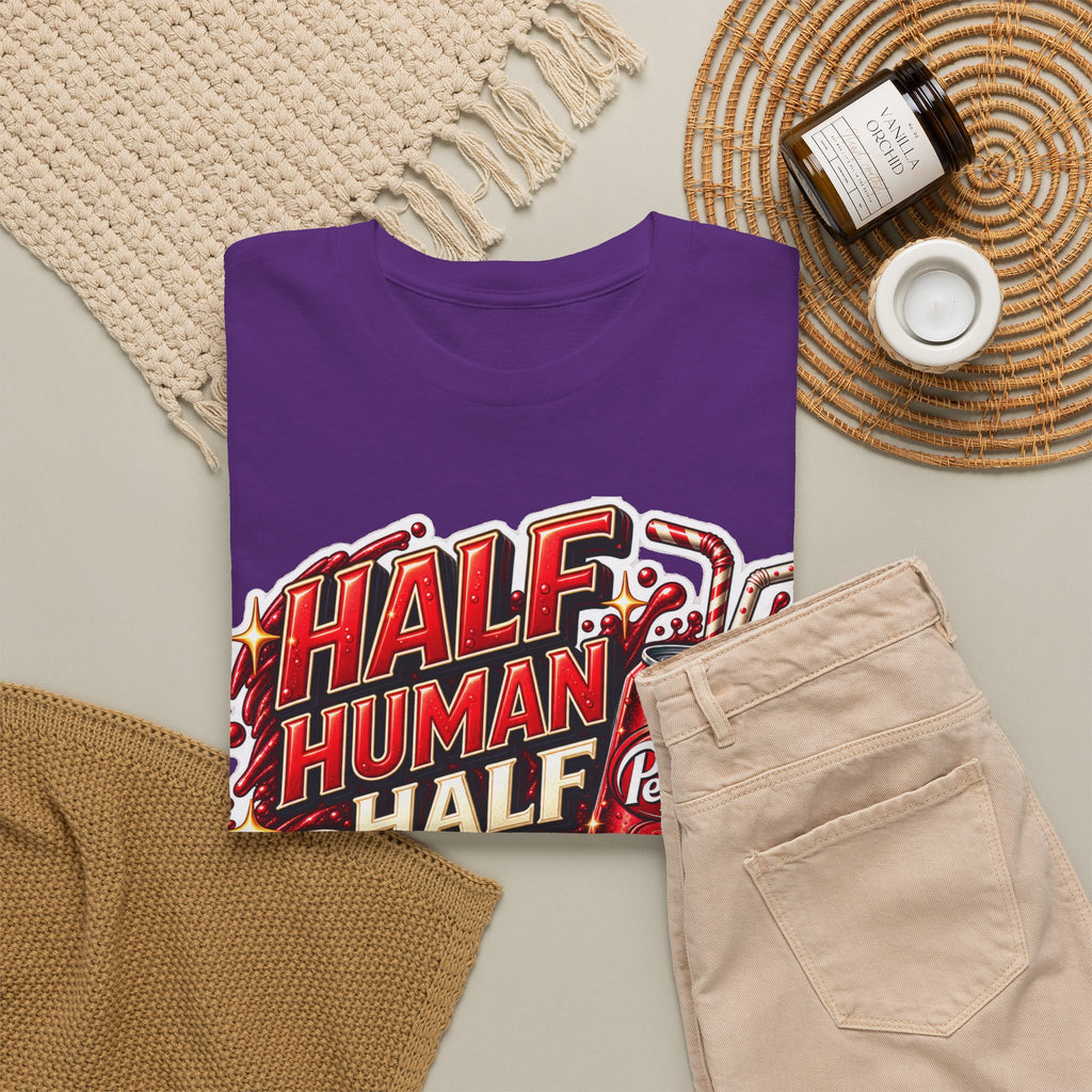 Dr Pepper Cotton T‑Shirt — "Half Human Half Dr Pepper" Retro Soda Graphic Tee