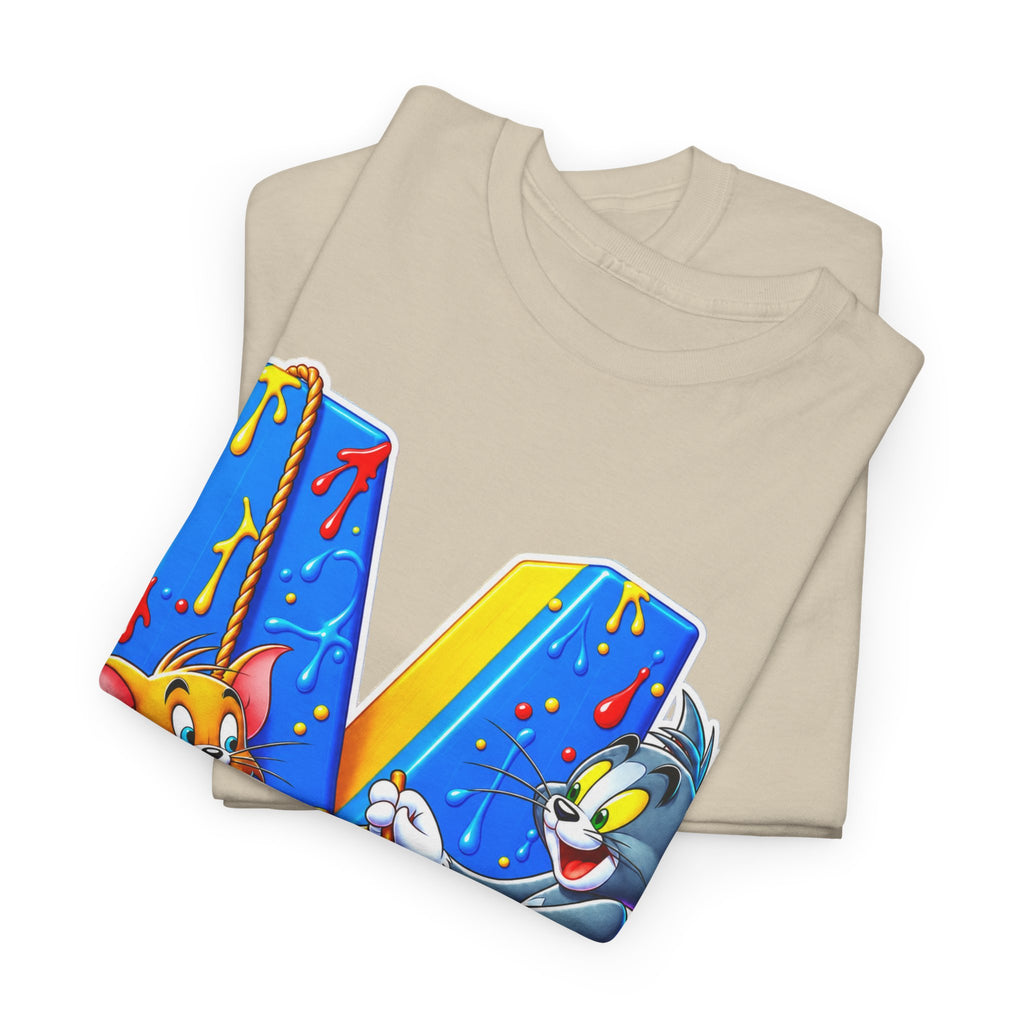Tom & Jerry Letter M Cotton T-Shirt — Retro Cartoon Graphic Tee