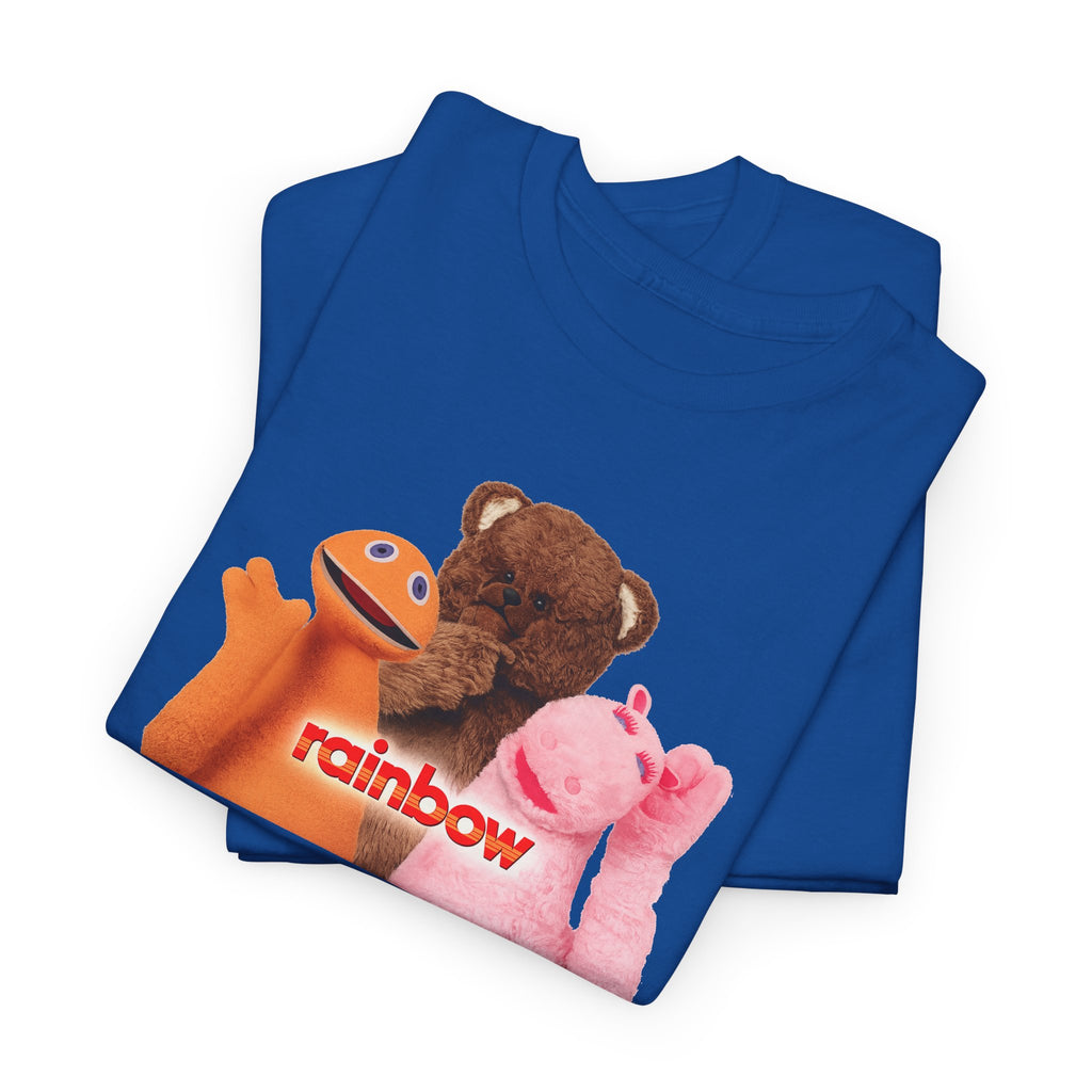 Rainbow Kids TV Zippy, George and Bungle Puppets T-Shirt — Cute Teddy & Hand Puppets Graphic Tee