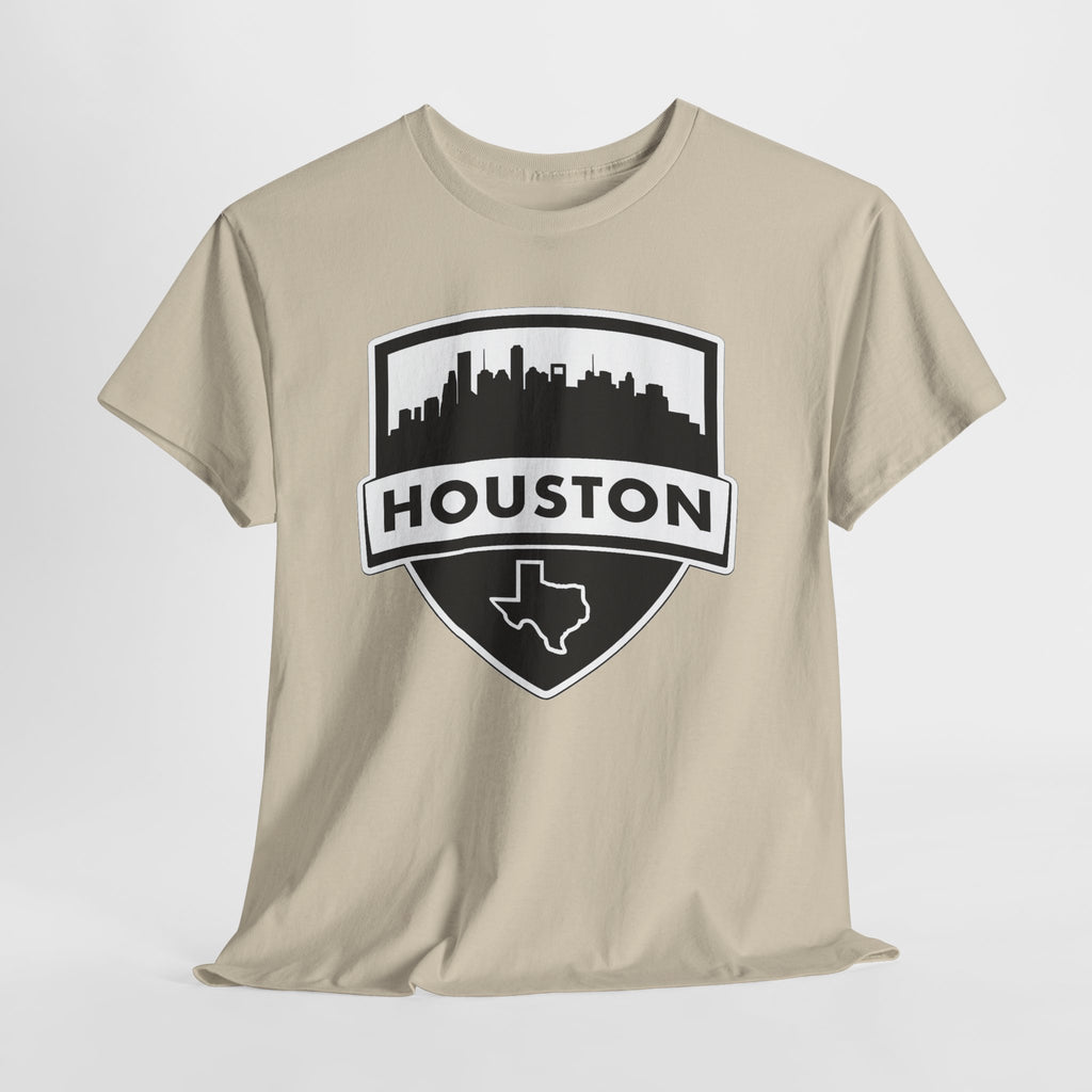 Houston Skyline Shield T-Shirt — Texas Outline City Pride Tee