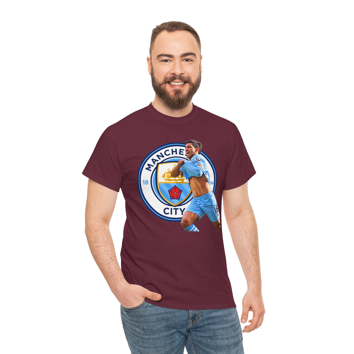 Sergio Aguero Manchester City Legend Soccer Tee — Player Celebration Graphic T-Shirt