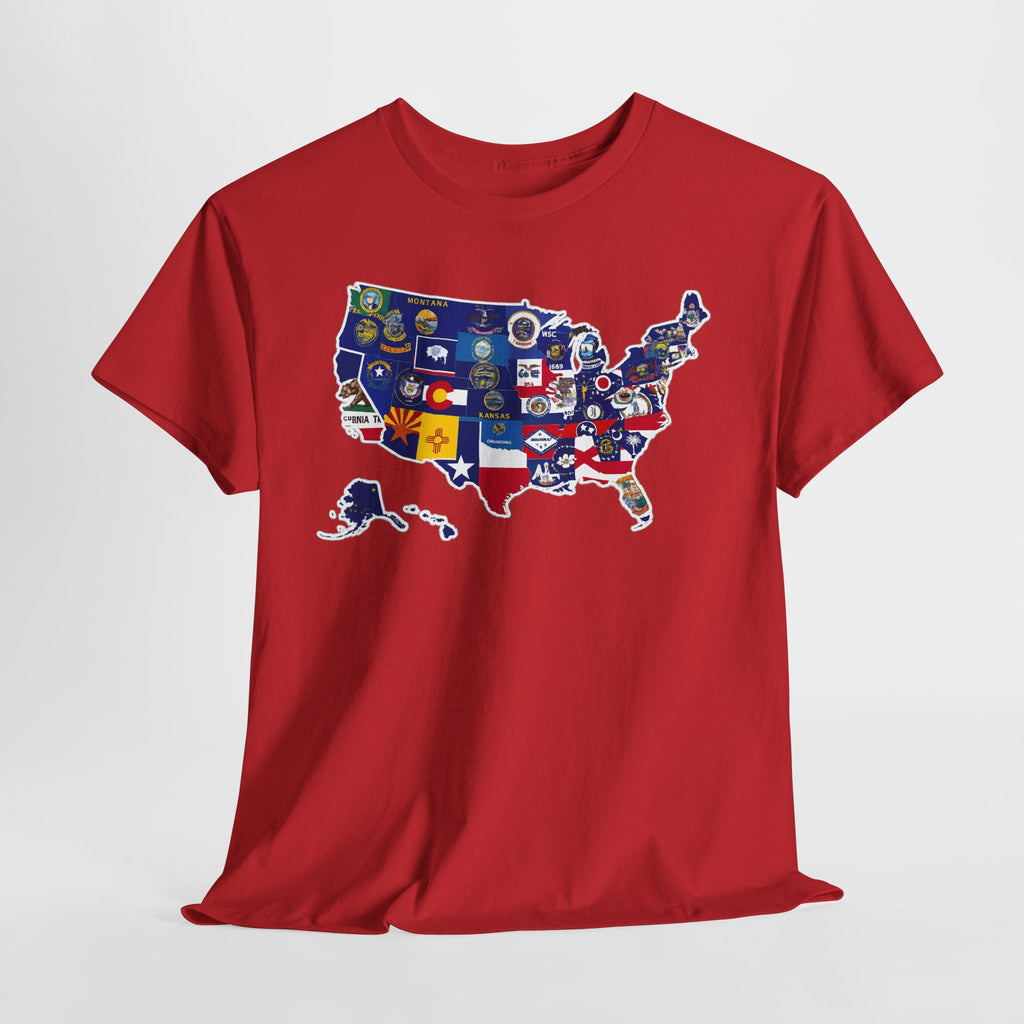 USA Map Flag T-Shirt — United States State Flag Map Tee