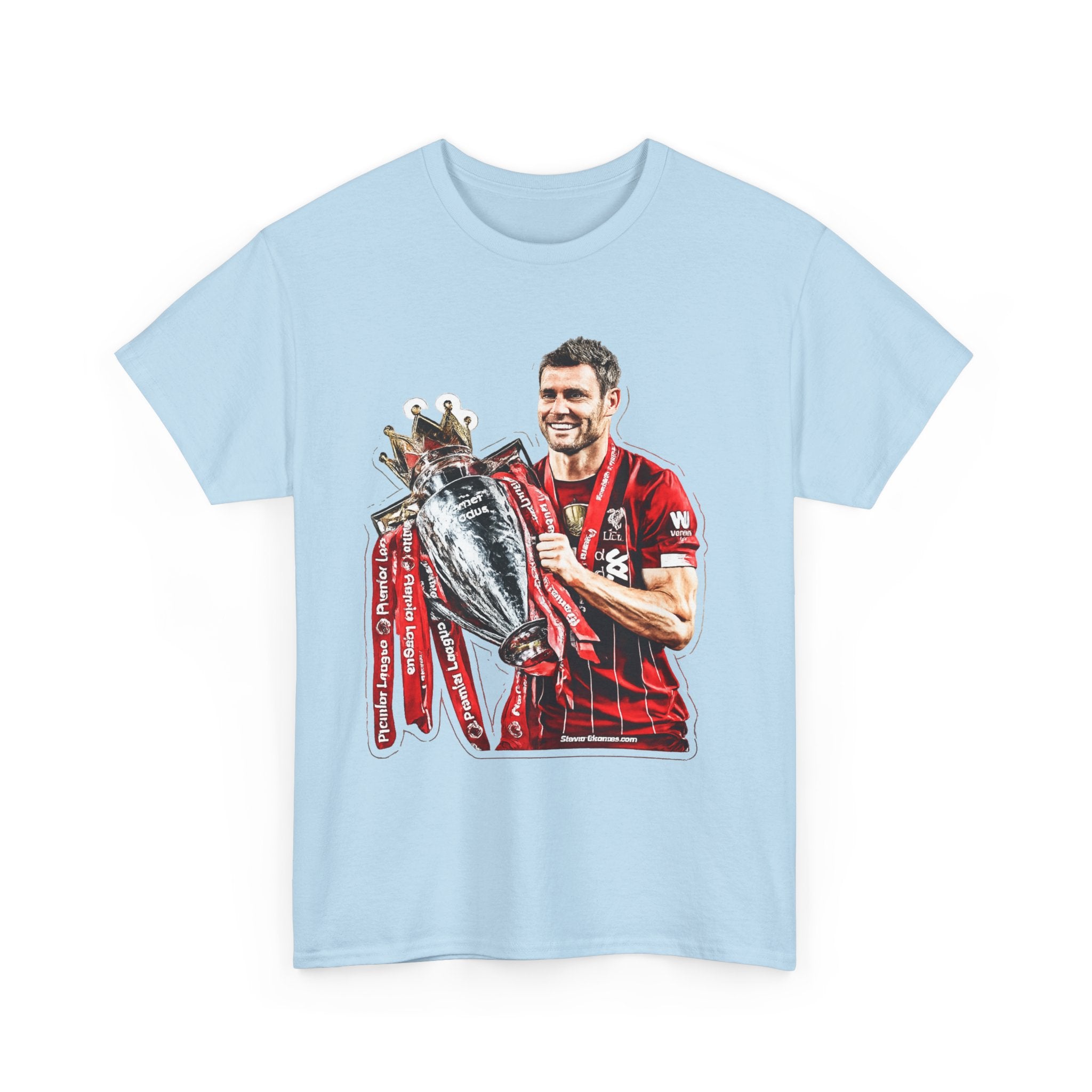James Milner Liverpool Premier League Champion Trophy T-Shirt — Player Holding Premier Trophy