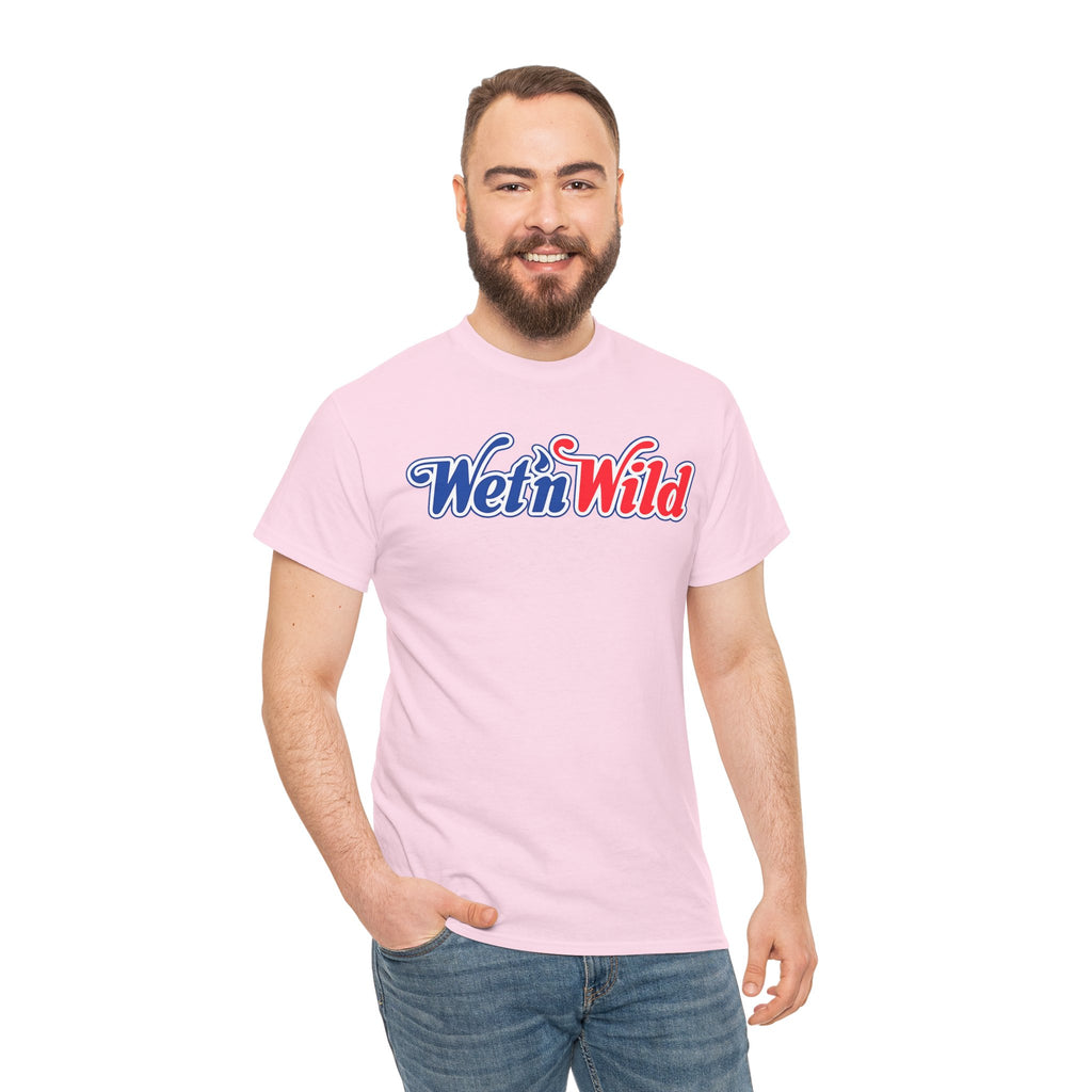 Wet 'n Wild Retro Script T-Shirt — Red & Blue Patriotic Graphic Tee