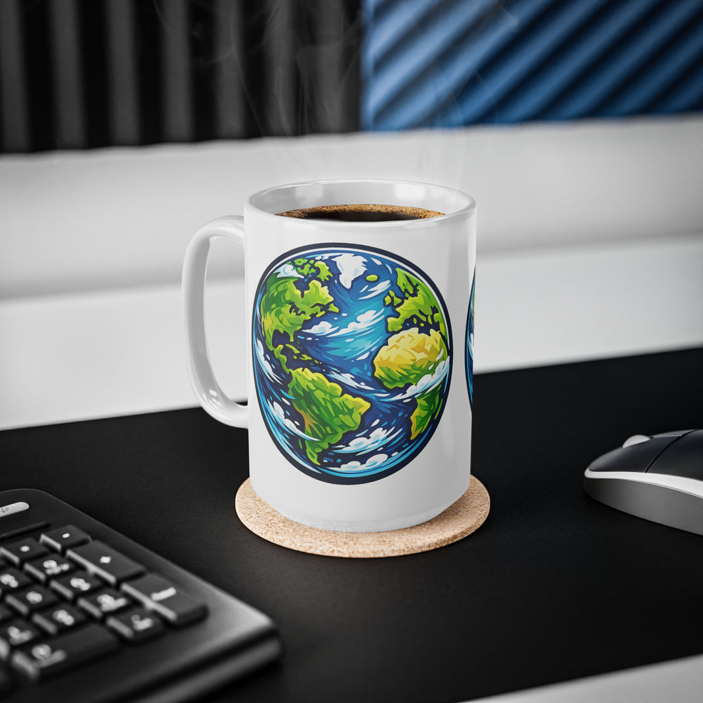 Earth Globe Ceramic Mug — Eco-Friendly World Map Coffee Cup (11oz & 15oz)