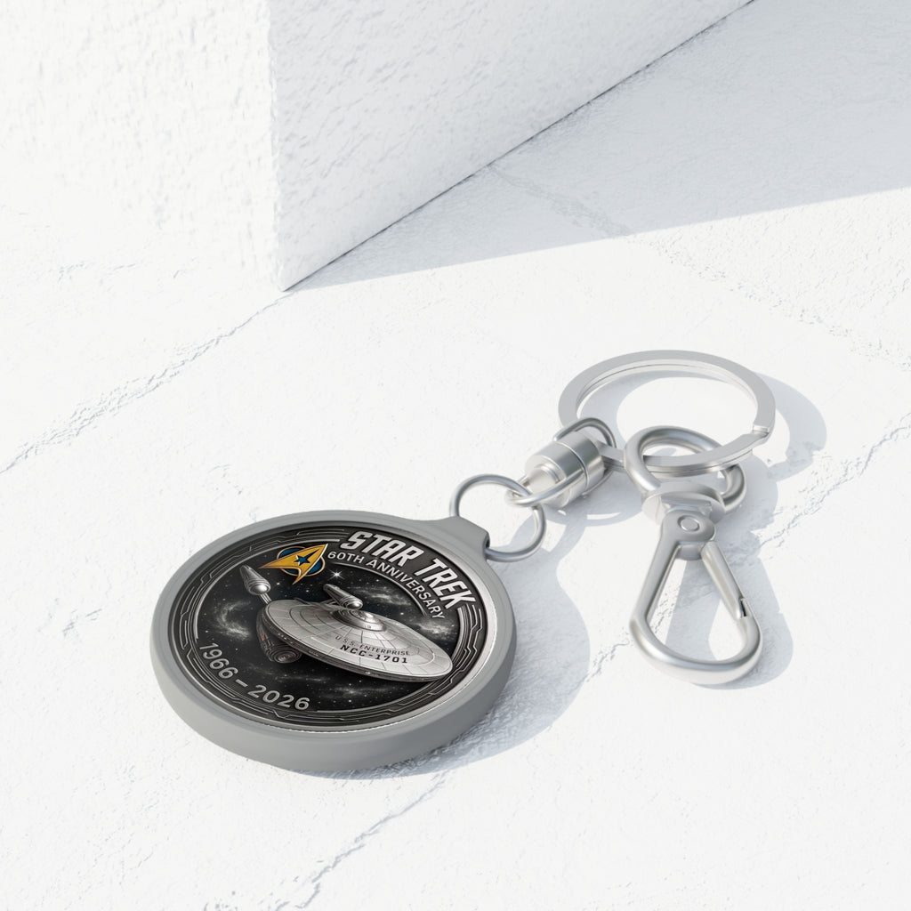 Star Trek 60th Anniversary Keyring Tag – USS Enterprise NCC-1701 Commemorative Keychain (1966–2026)