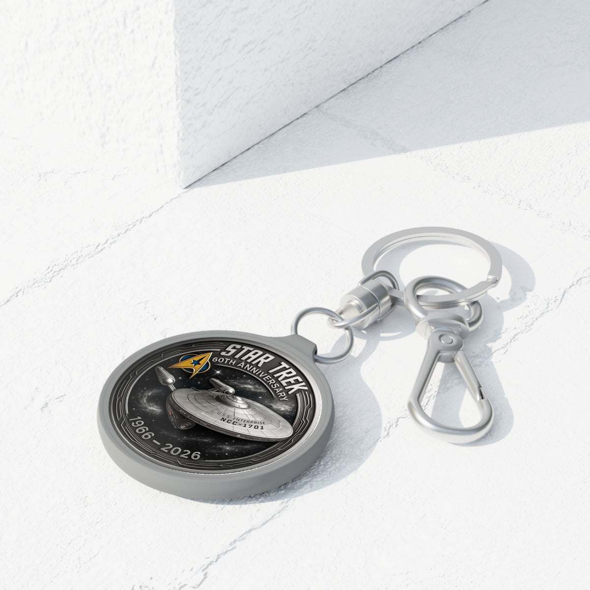 Star Trek 60th Anniversary Keyring Tag – USS Enterprise NCC-1701 Commemorative Keychain (1966–2026)