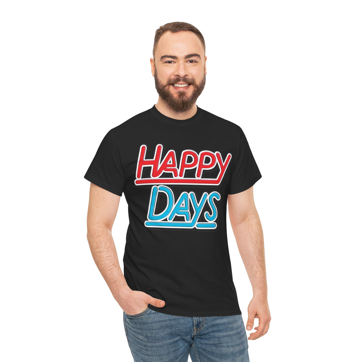 Happy Days T-Shirt — Retro Red & Blue Inspired Graphic Cotton T-shirt