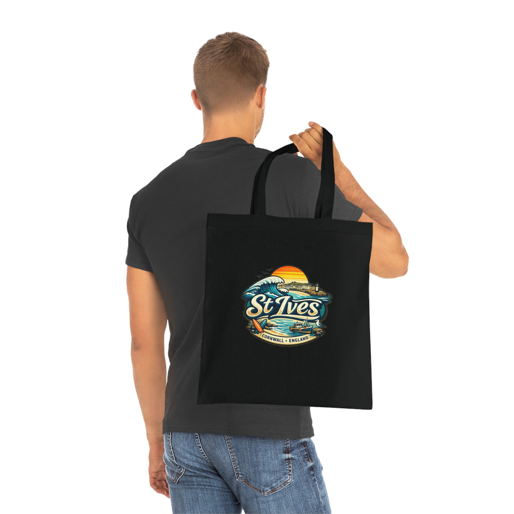 St Ives Beach Tote — Cornwall Surf Sunset Cotton Tote Bag