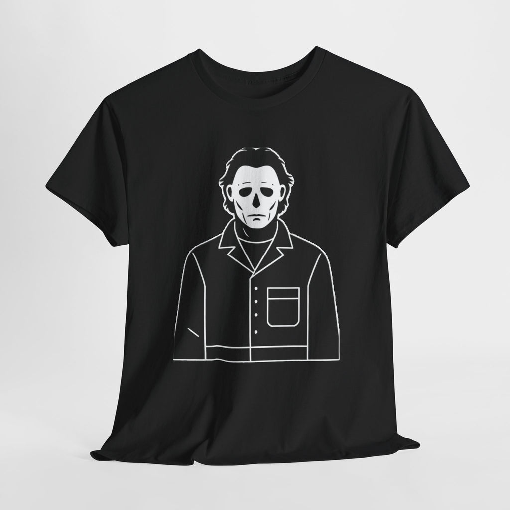 Michael Myers Outline Horror T-Shirt — Minimal Halloween Mask Tee
