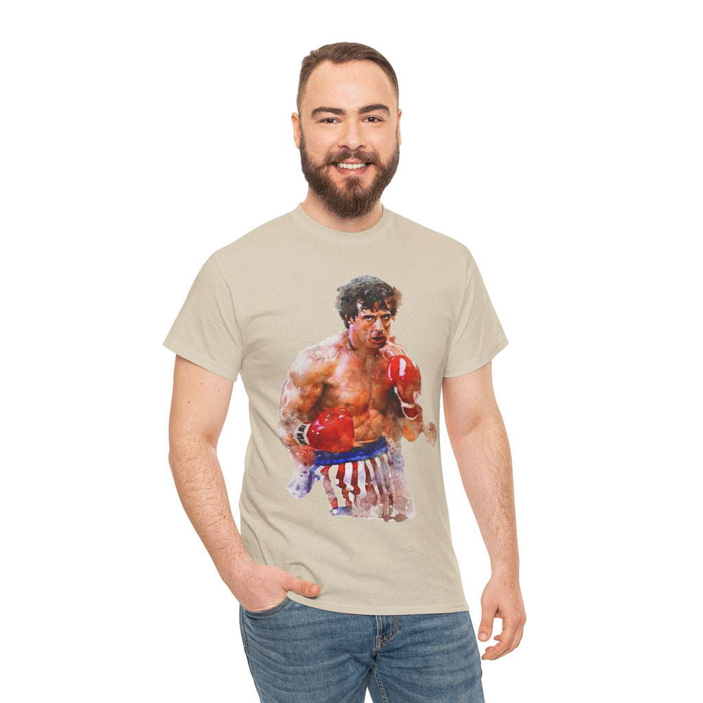 Boxer Rocky Painting T‑Shirt — Vintage American Flag Boxing Tee