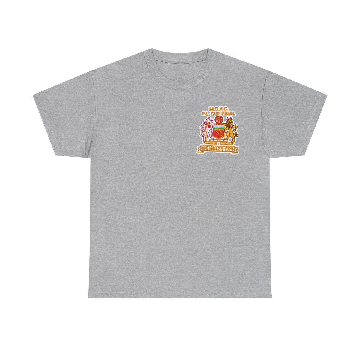 Manchester City 1976 League Cup Final Crest Cotton T‑Shirt — Vintage Football Fan Tee