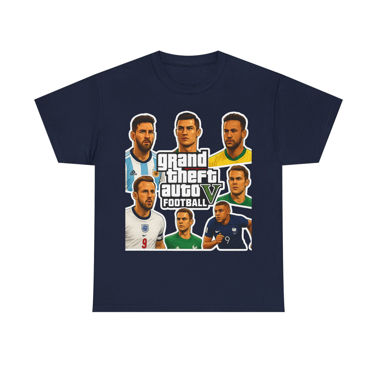 Graphic Tee — 'Grand Theft Auto V Football' Soccer Players Collage Shirt