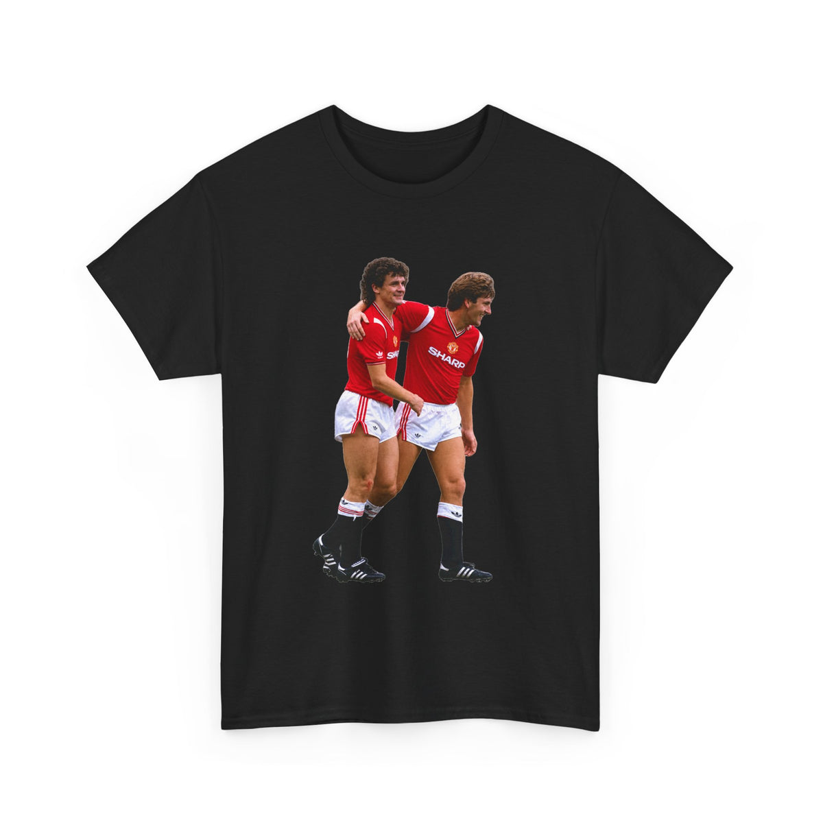 Hughes and Whiteside Manchester United Legend Teammates Graphic Cotton T-Shirt / Tee