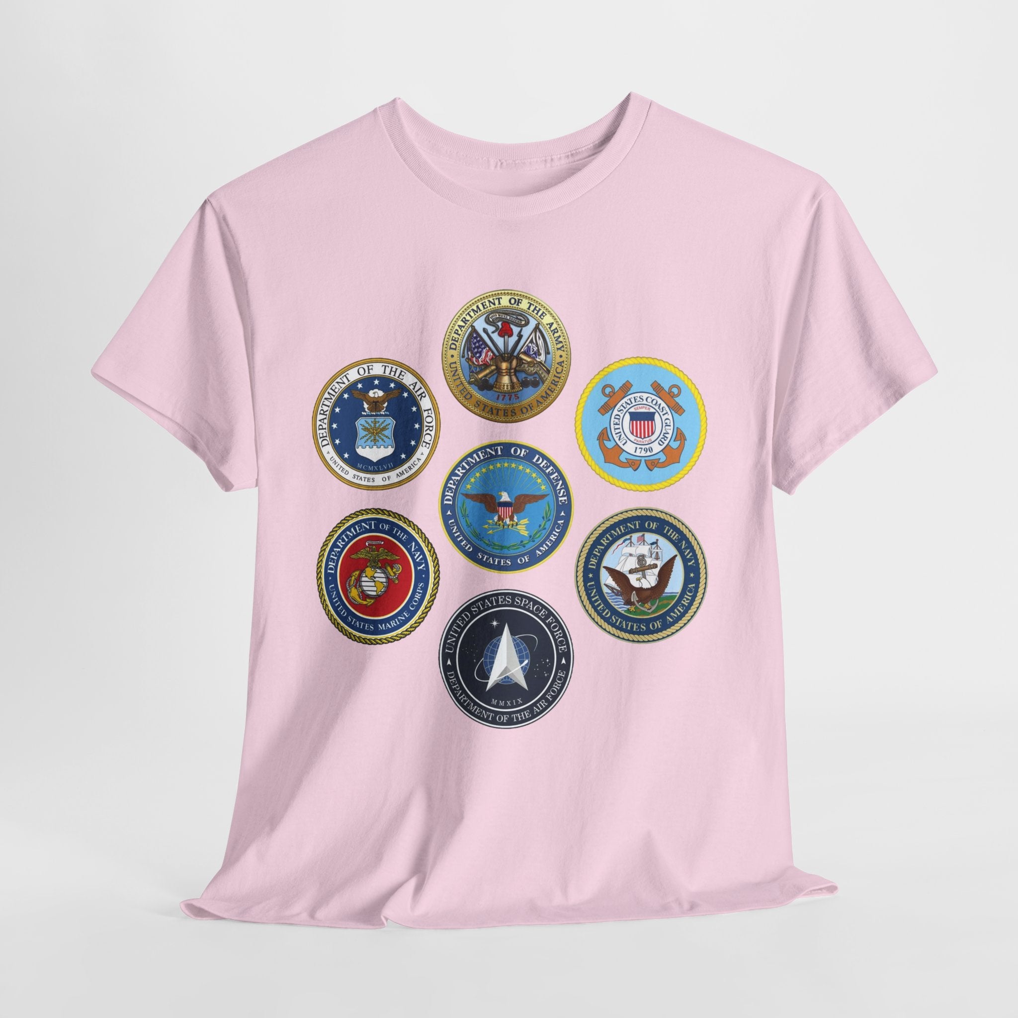 Military Branch Seals T-Shirt — Vintage US Armed Forces Emblems Tee