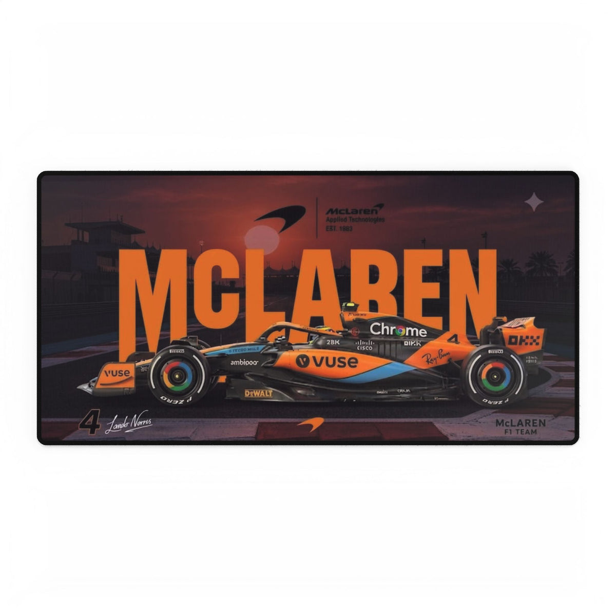 McLaren Racing Orange F1 Desk Mat — Large Gaming/Workstation Mouse Pad