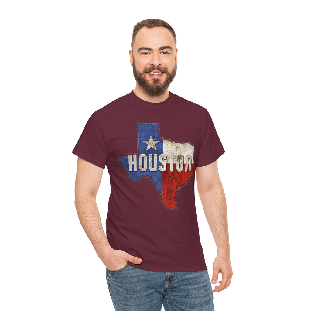 Houston Texas Flag Graphic Tee — Vintage State Outline T-Shirt