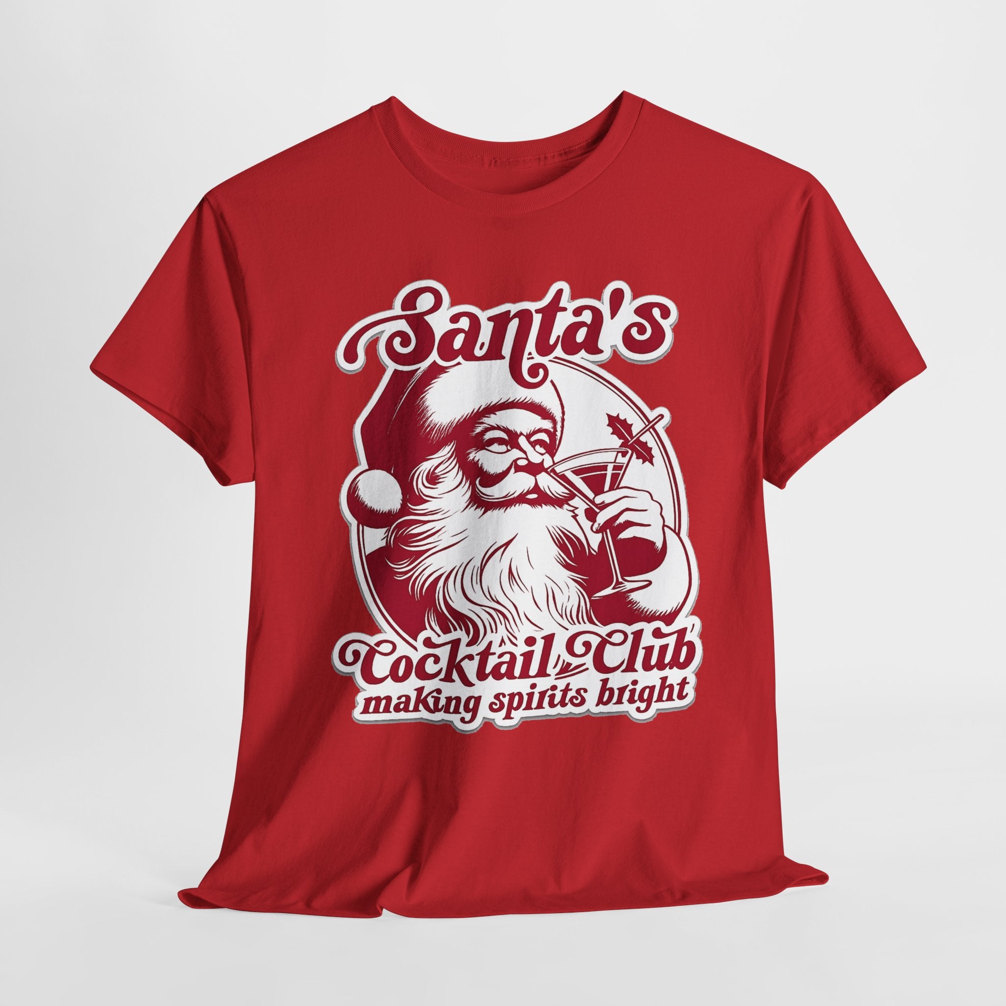 Santa’s Cocktail Club Tee — "Making Spirits Bright" Christmas Shirt