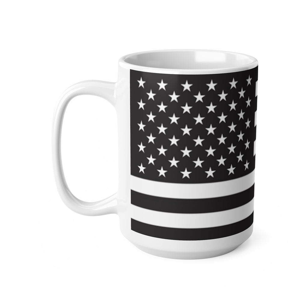 Black & White American Flag Coffee Mug — Ceramic 11oz/15oz