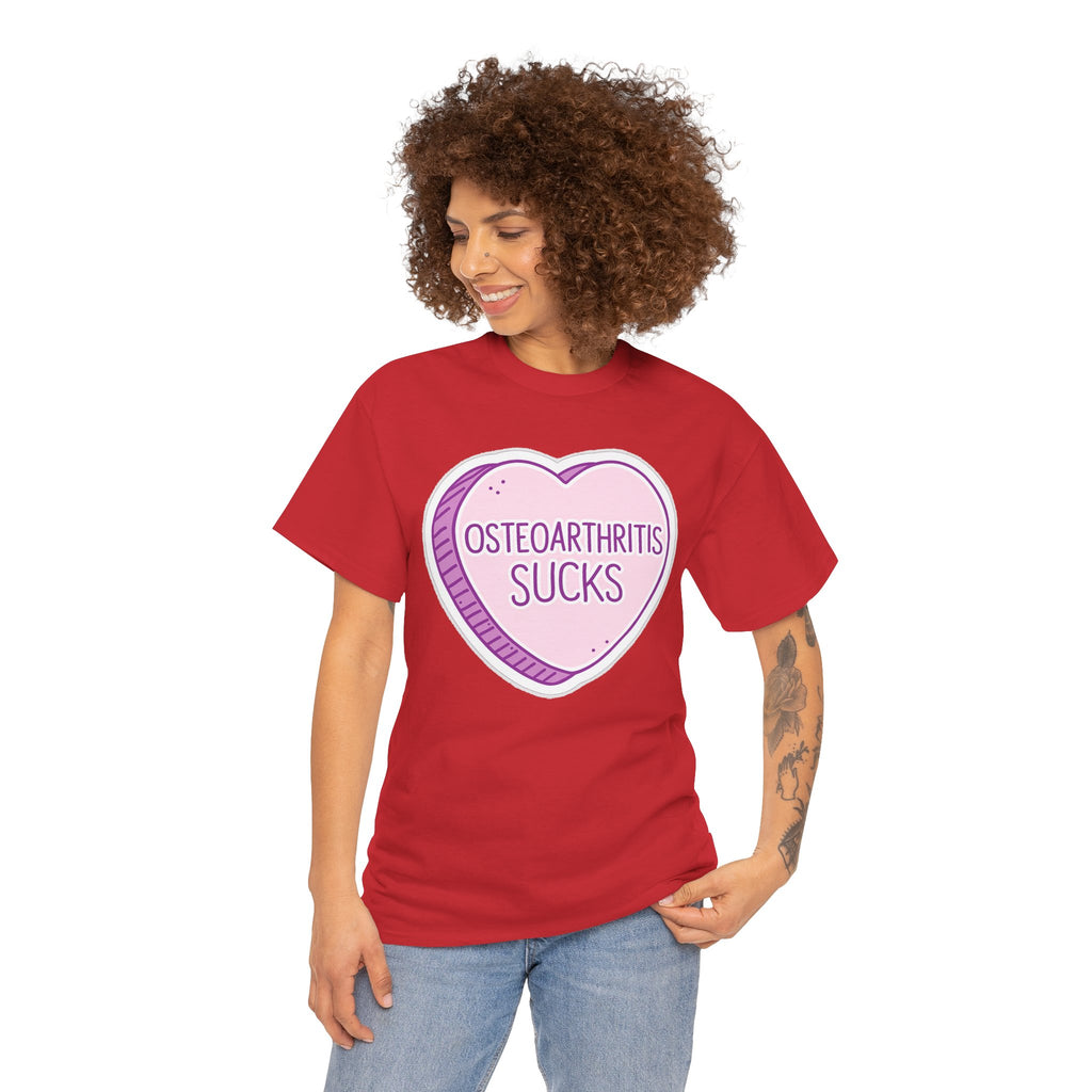 Osteoarthritis Sucks T-Shirt — Pink Heart Awareness Tee