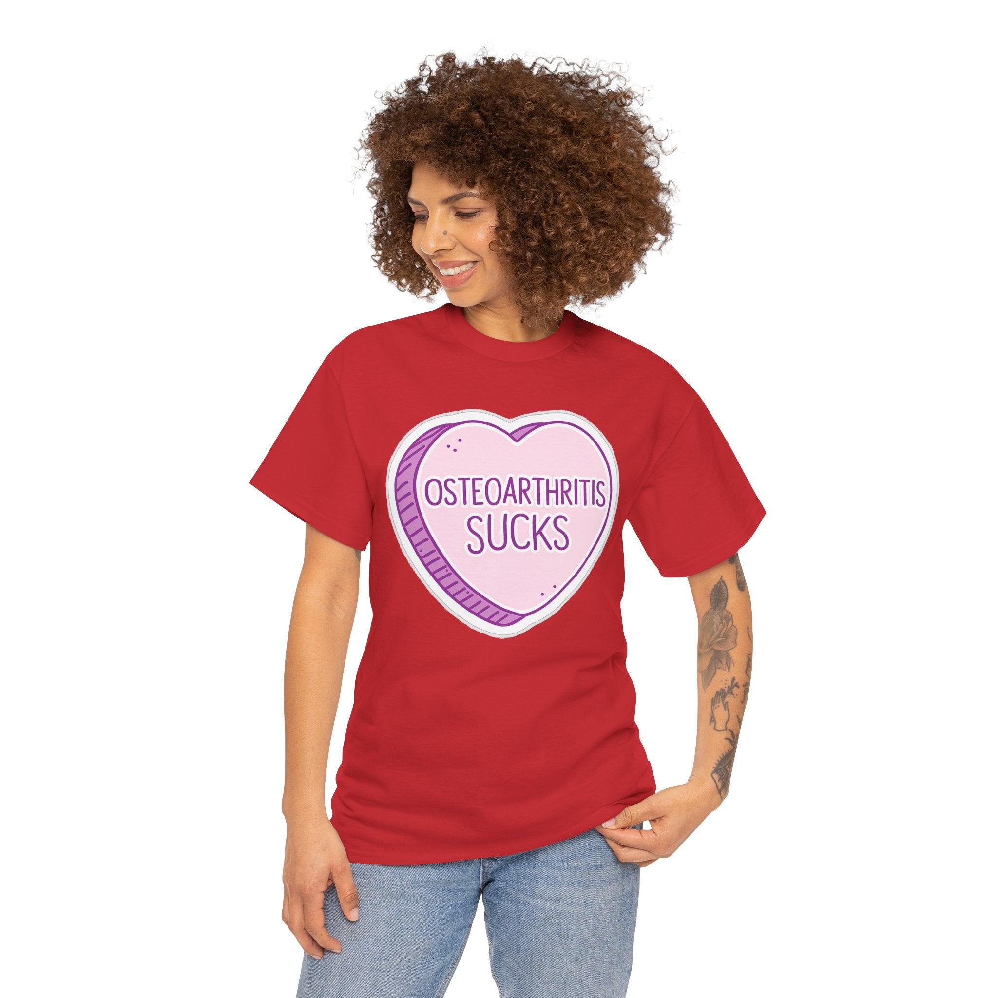 Osteoarthritis Sucks T-Shirt — Pink Heart Awareness Tee