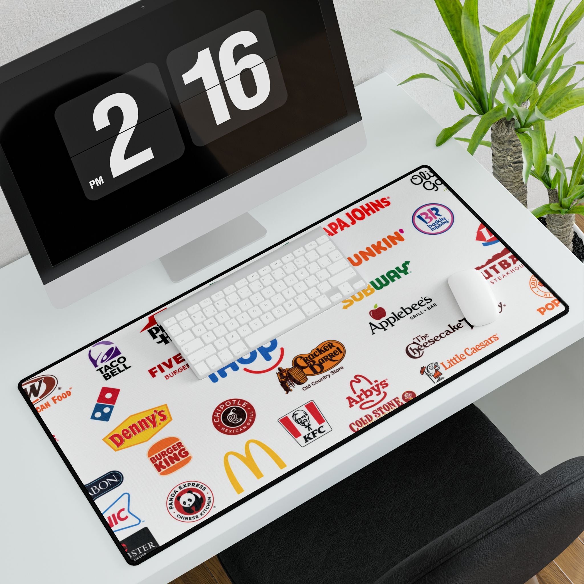 American Chain Fast Food Logo Desk Mat — Oversized Gaming & Office Mouse Pad