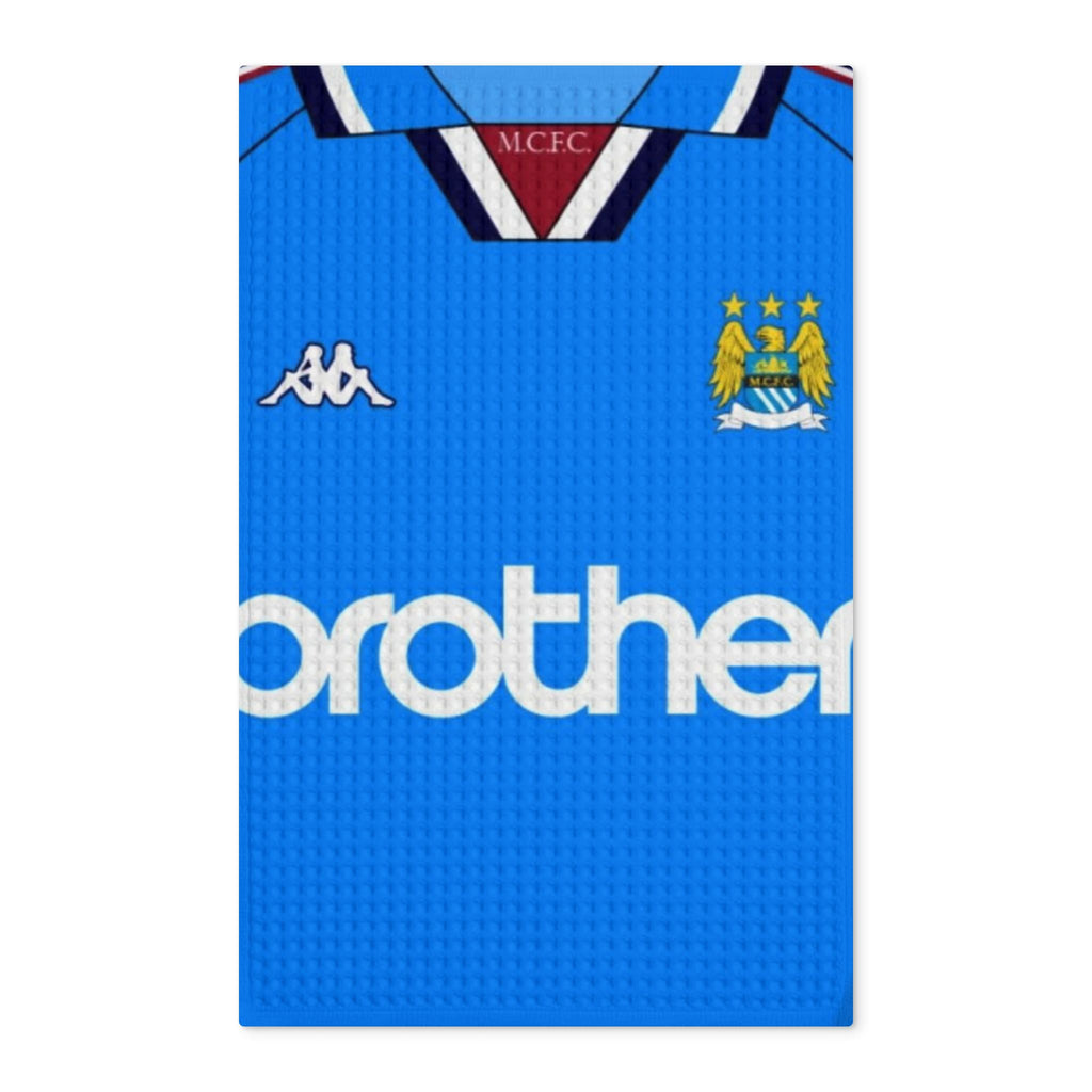 Manchester Blue Retro Jersey Tea Towel — 'Brother' Football Kitchen Towel