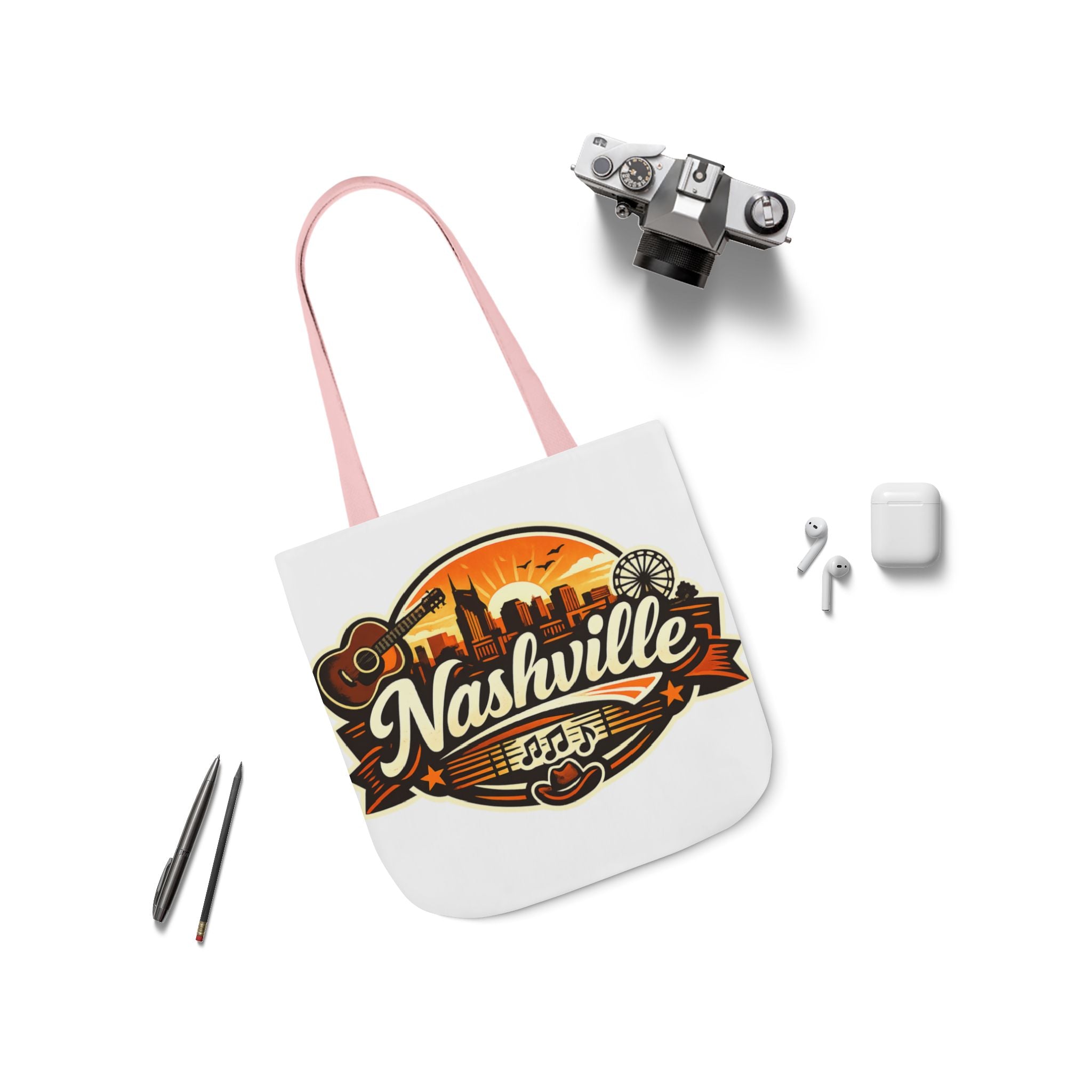 Nashville Sunset Tote Bag — Country Music Skyline Canvas Tote