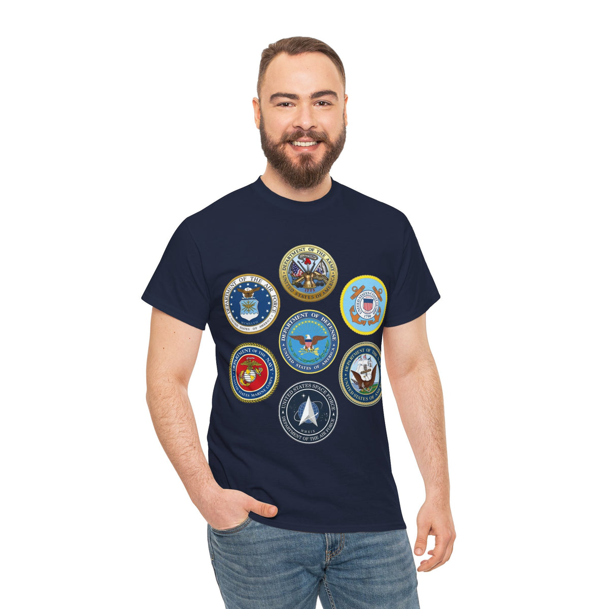 Military Branch Seals T-Shirt — Vintage US Armed Forces Emblems Tee