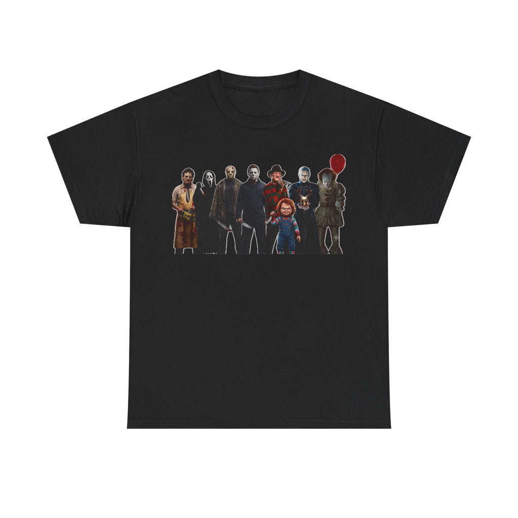 Horror Icons Collage T‑Shirt — Retro Movie Villains Graphic Tee