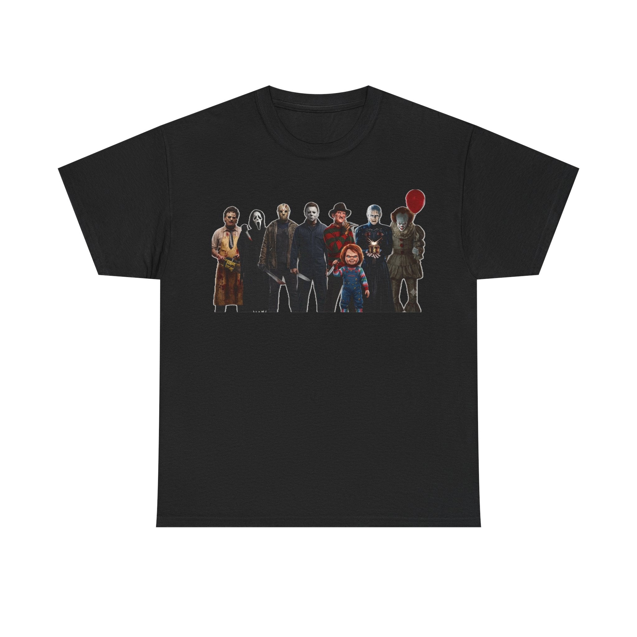 Horror Icons Collage T‑Shirt — Retro Movie Villains Graphic Tee