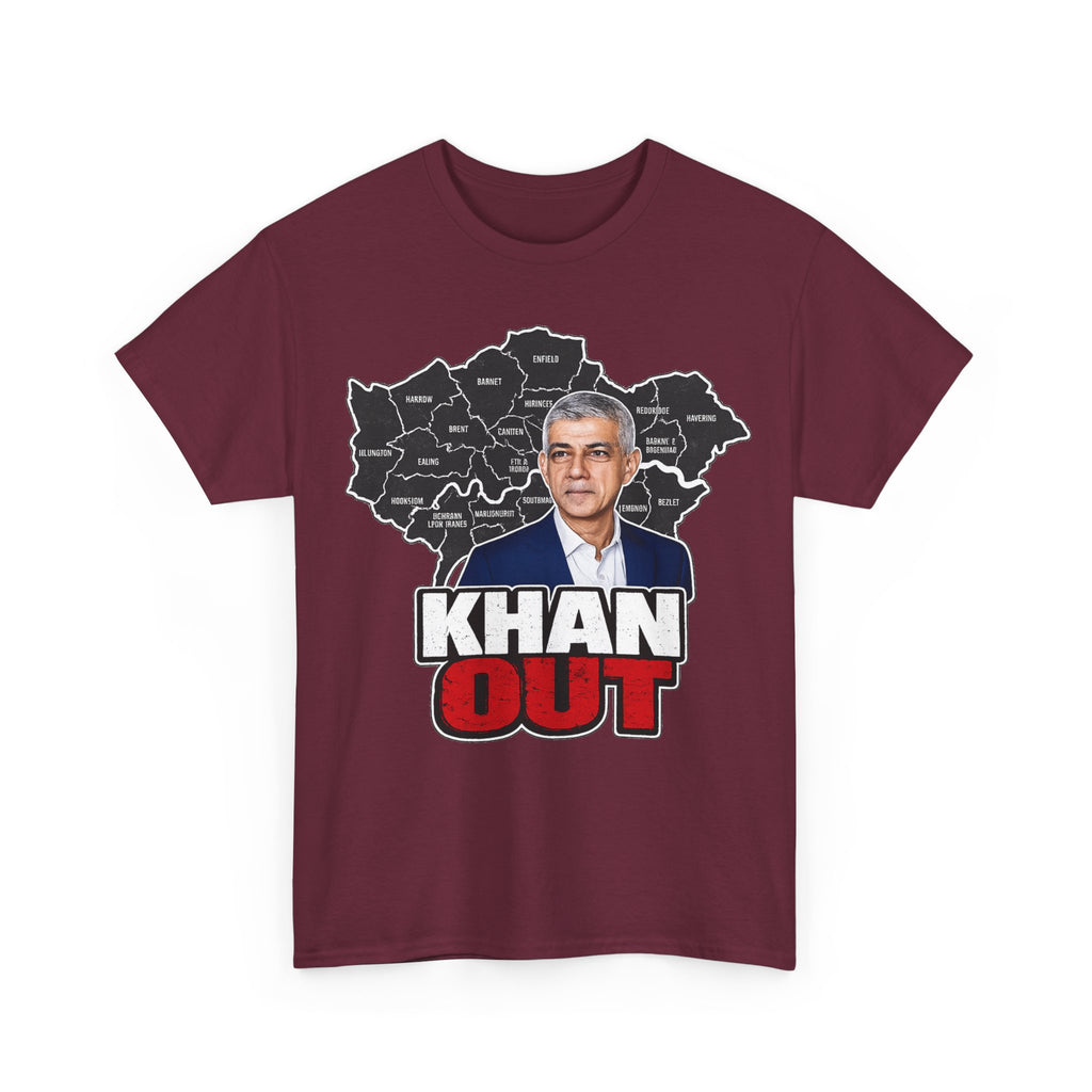 Sadiq Khan Out" Political Protest Tee with Sadiq Khan Graphic T-Shirt