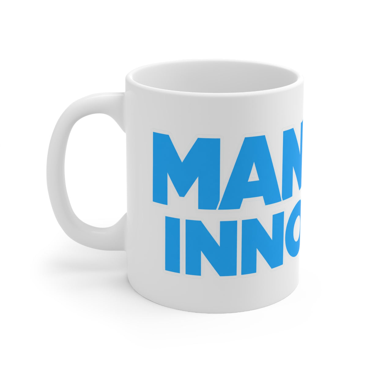 Ceramic Mug - Bold Blue "Man City Innocent" Football Fan Coffee Cup (11oz, 15oz)