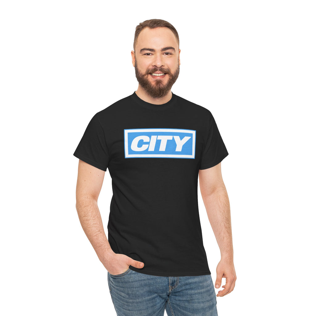 City Logo T-Shirt — Bold Blue Box Graphic Tee