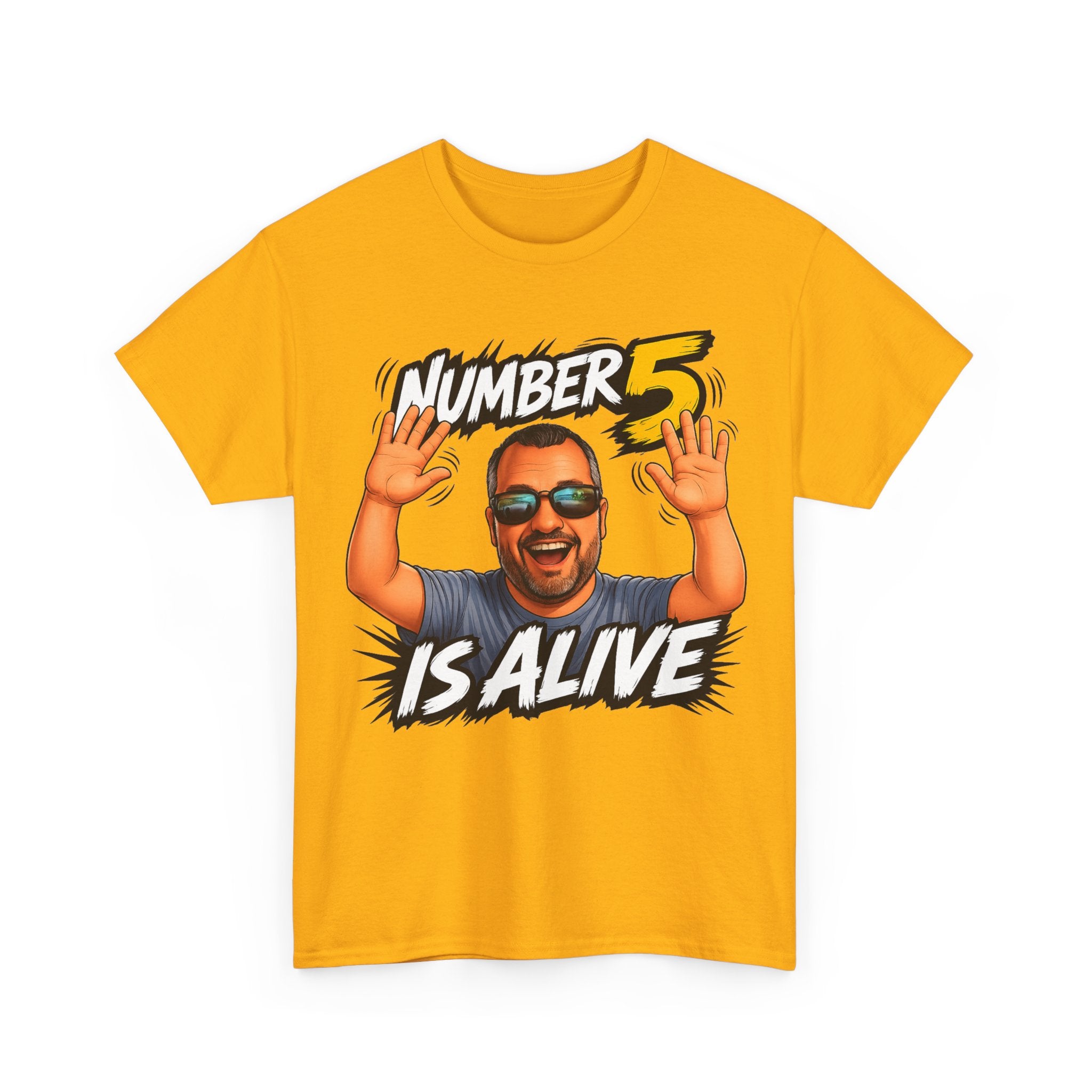 Number 5 Is Alive Graphic Tee — Funny Meme Face T‑Shirt