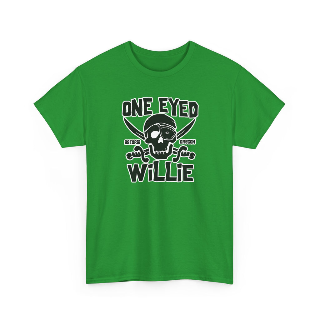 One Eyed Willie Pirate Skull Tee — Retro Nautical Adventure Graphic Shirt