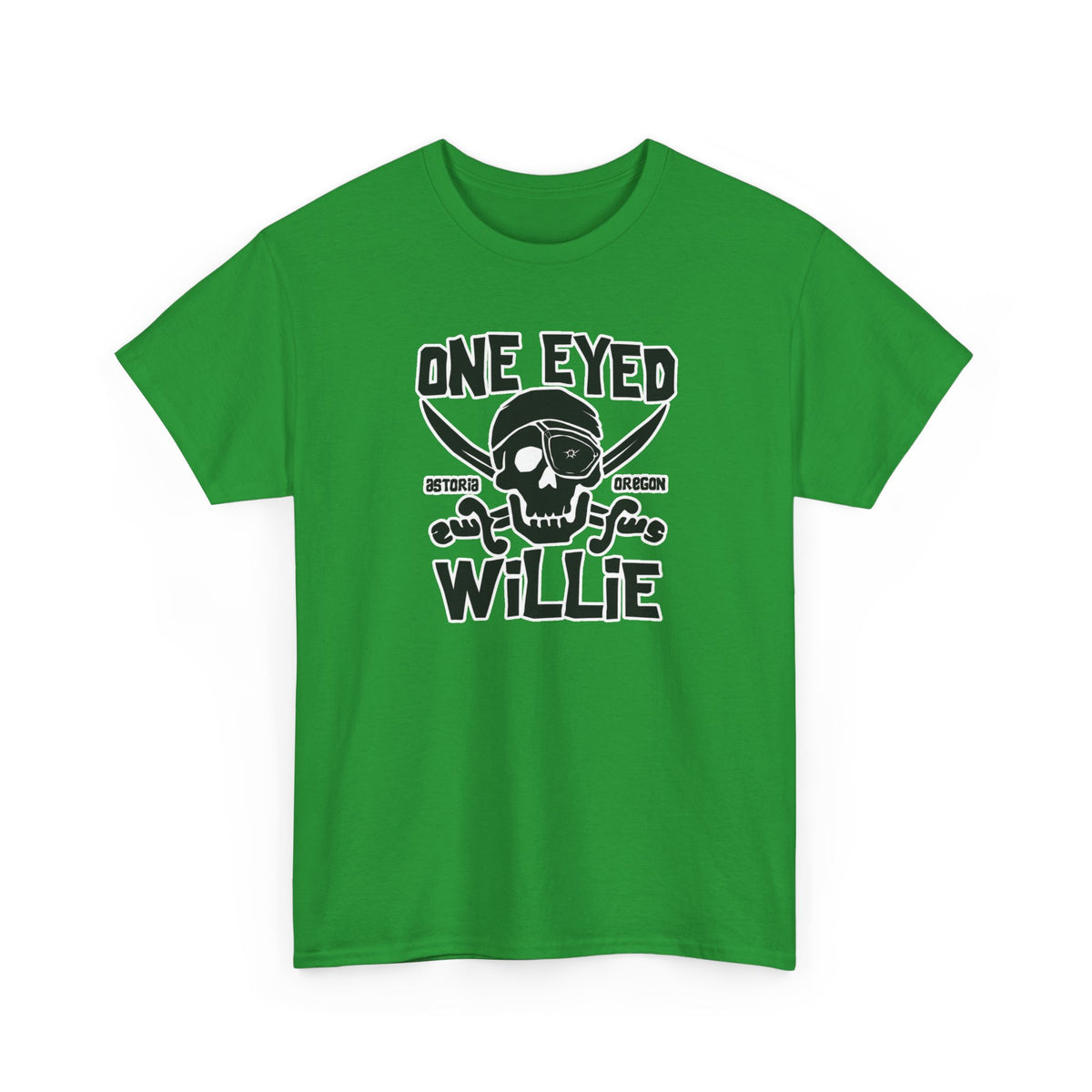 One Eyed Willie Pirate Skull Tee — Retro Nautical Adventure Graphic Shirt