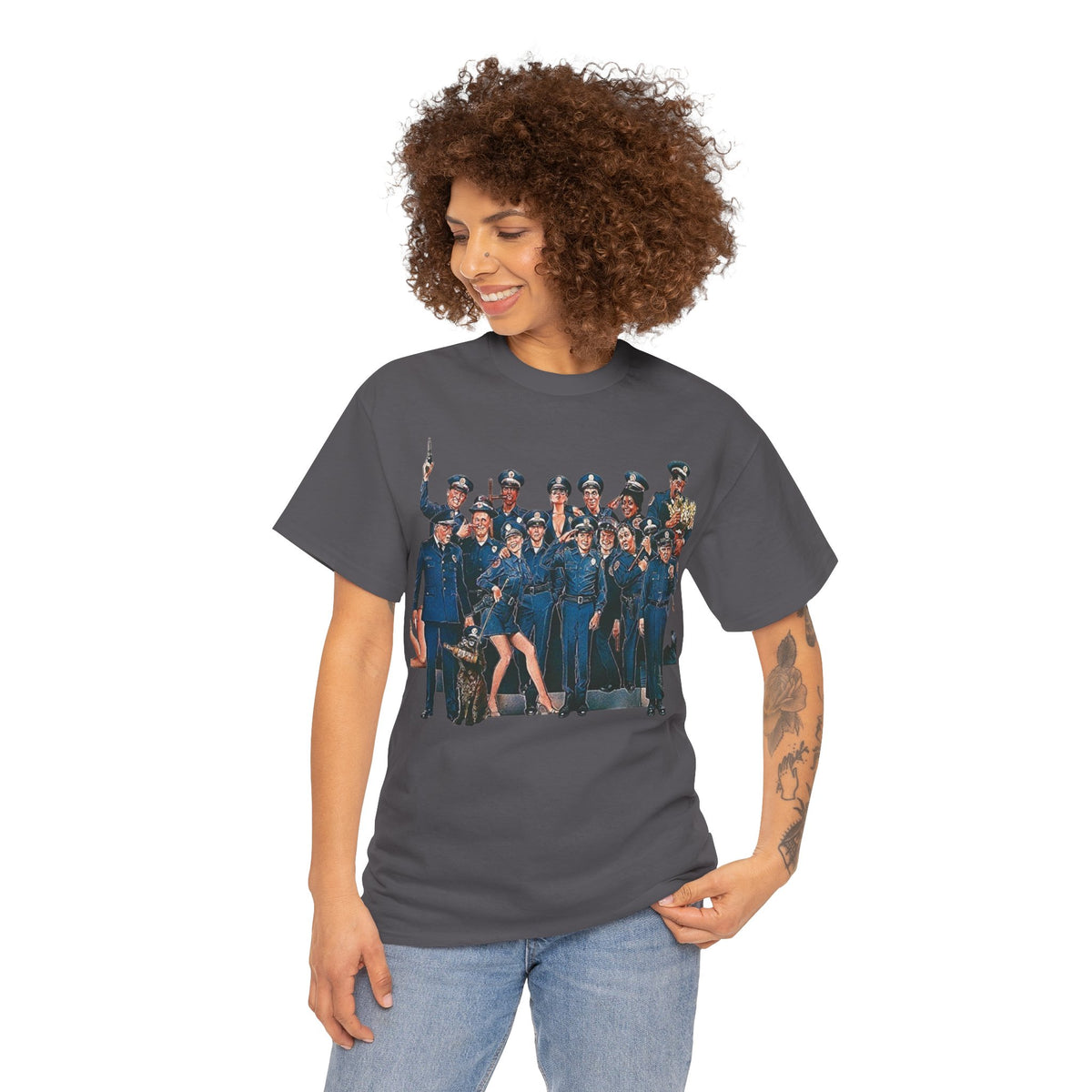 Police Academy Movie Inspired Cotton T‑Shirt — Retro Squad Photo Tee