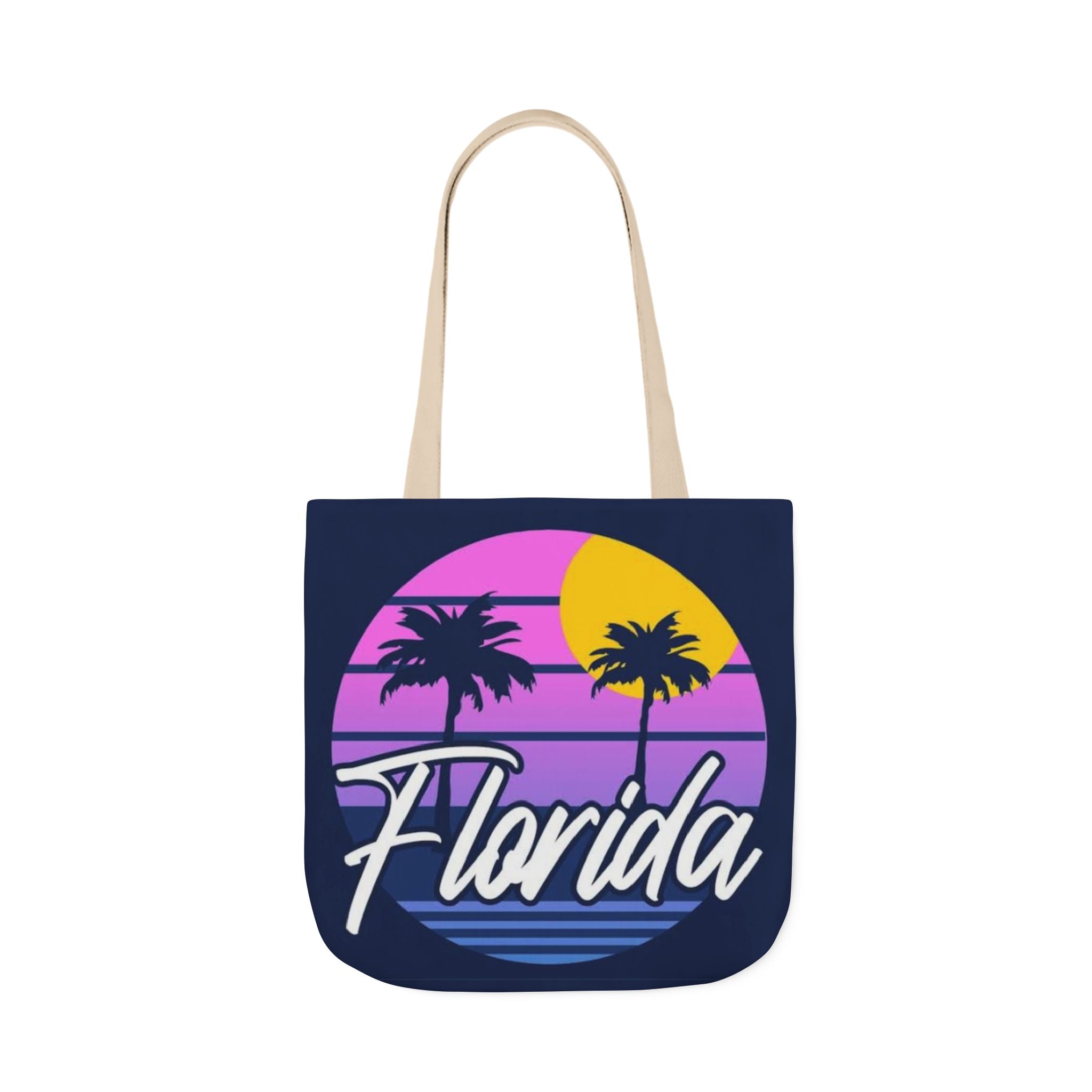 Florida Sunset Palm Tote Bag — Retro Beach Canvas Tote