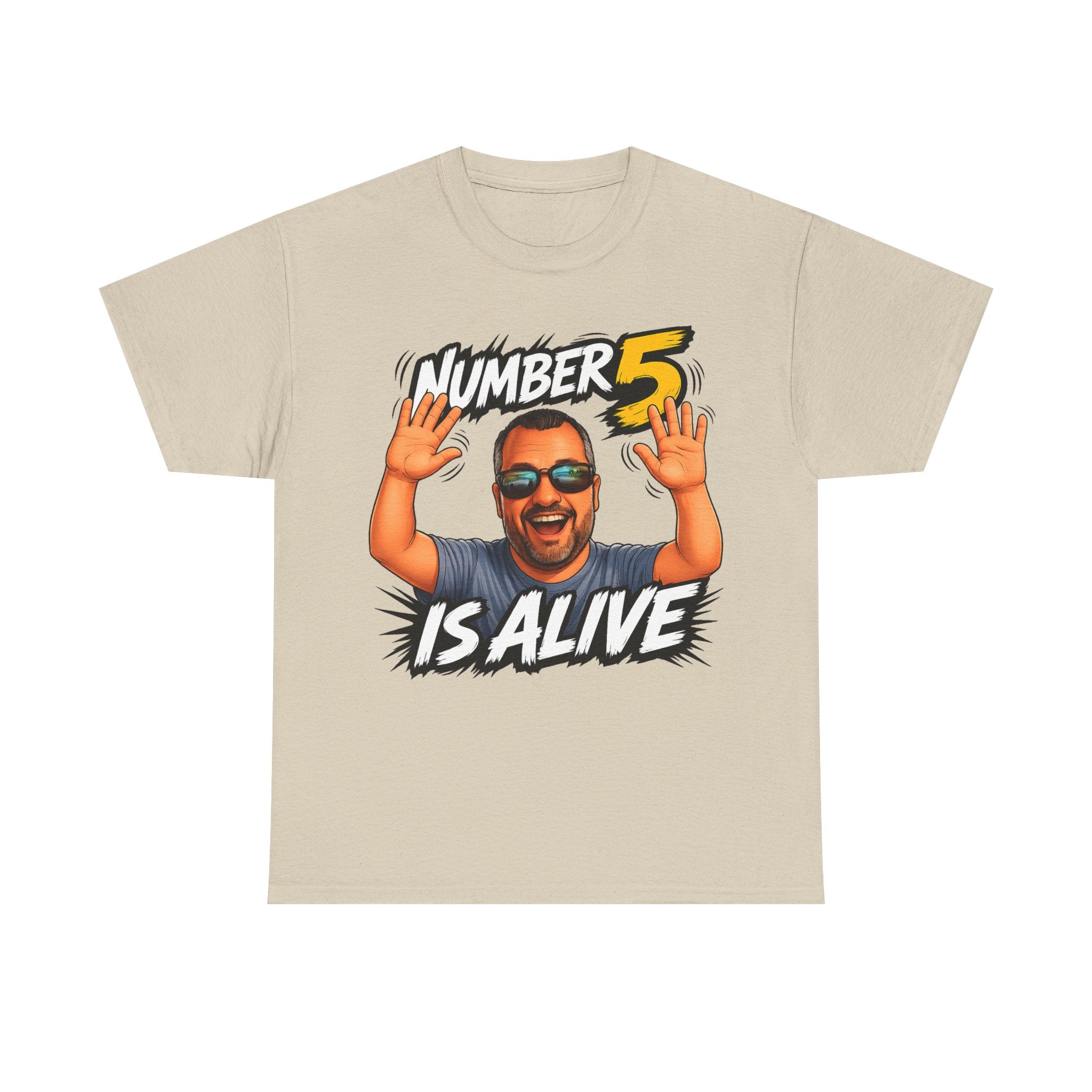 Number 5 Is Alive Graphic Tee — Funny Meme Face T‑Shirt