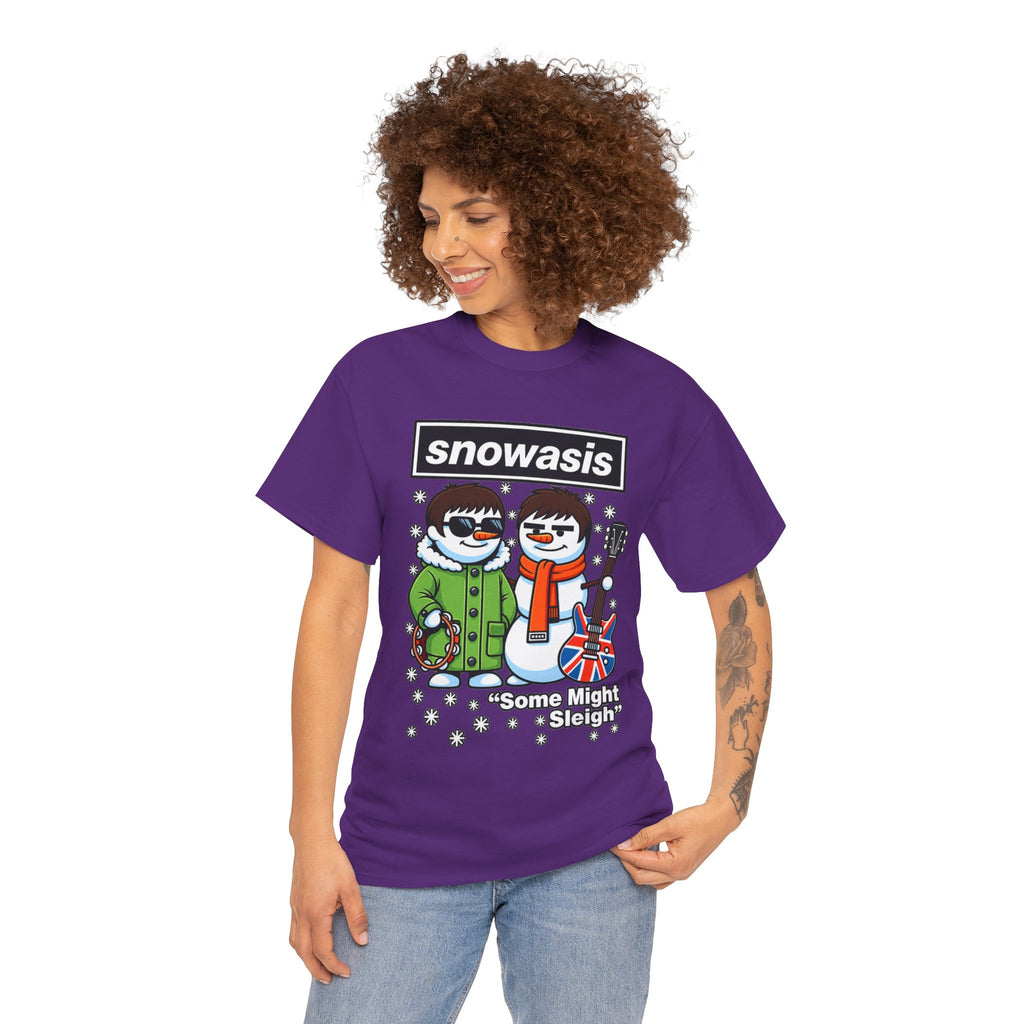 Snowasis ‘Some Might Sleigh’ Christmas Snowman #Oasis Inspired Cotton T-Shirt / Tee