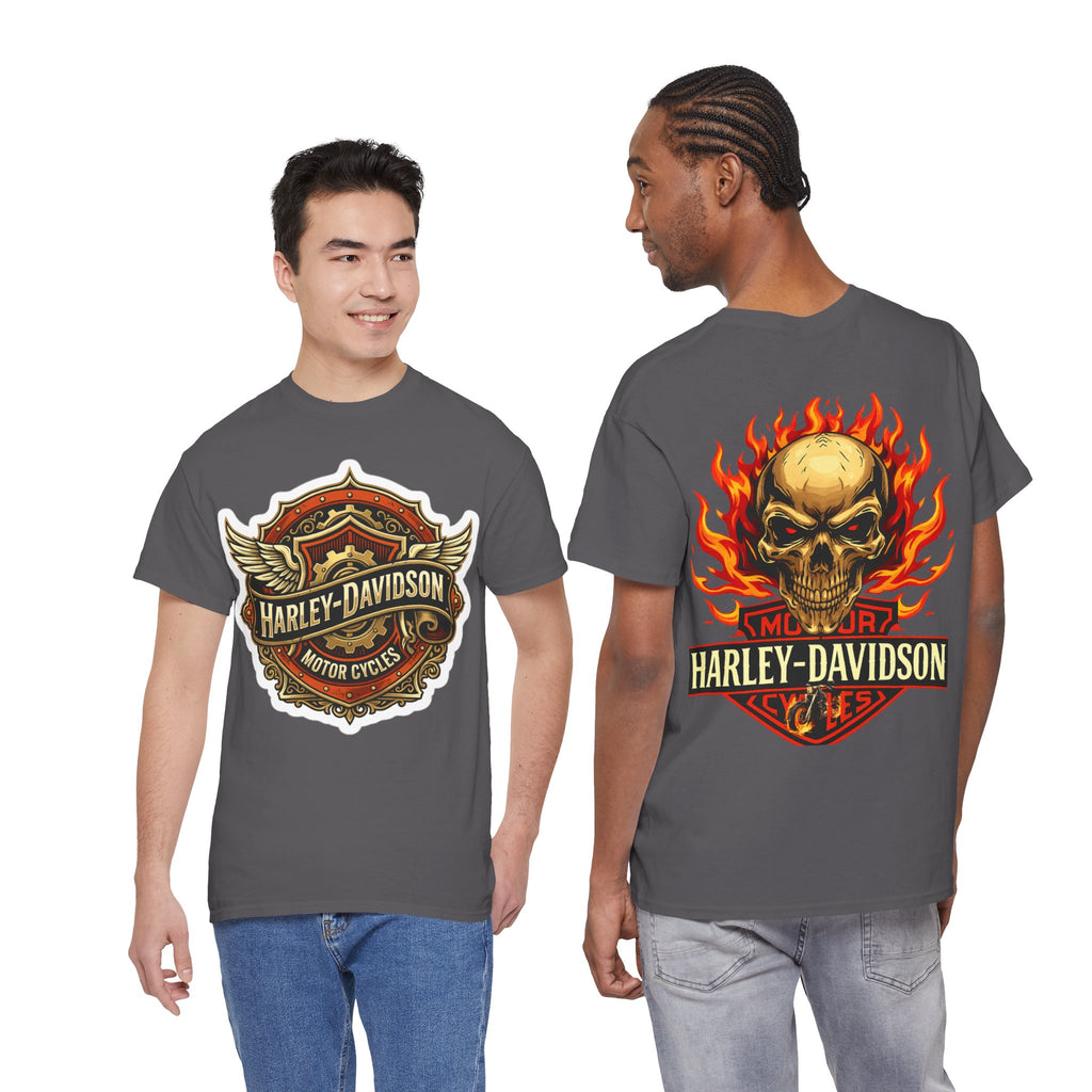 Harley-Davidson Flame Skull Inspired Cotton T-Shirt