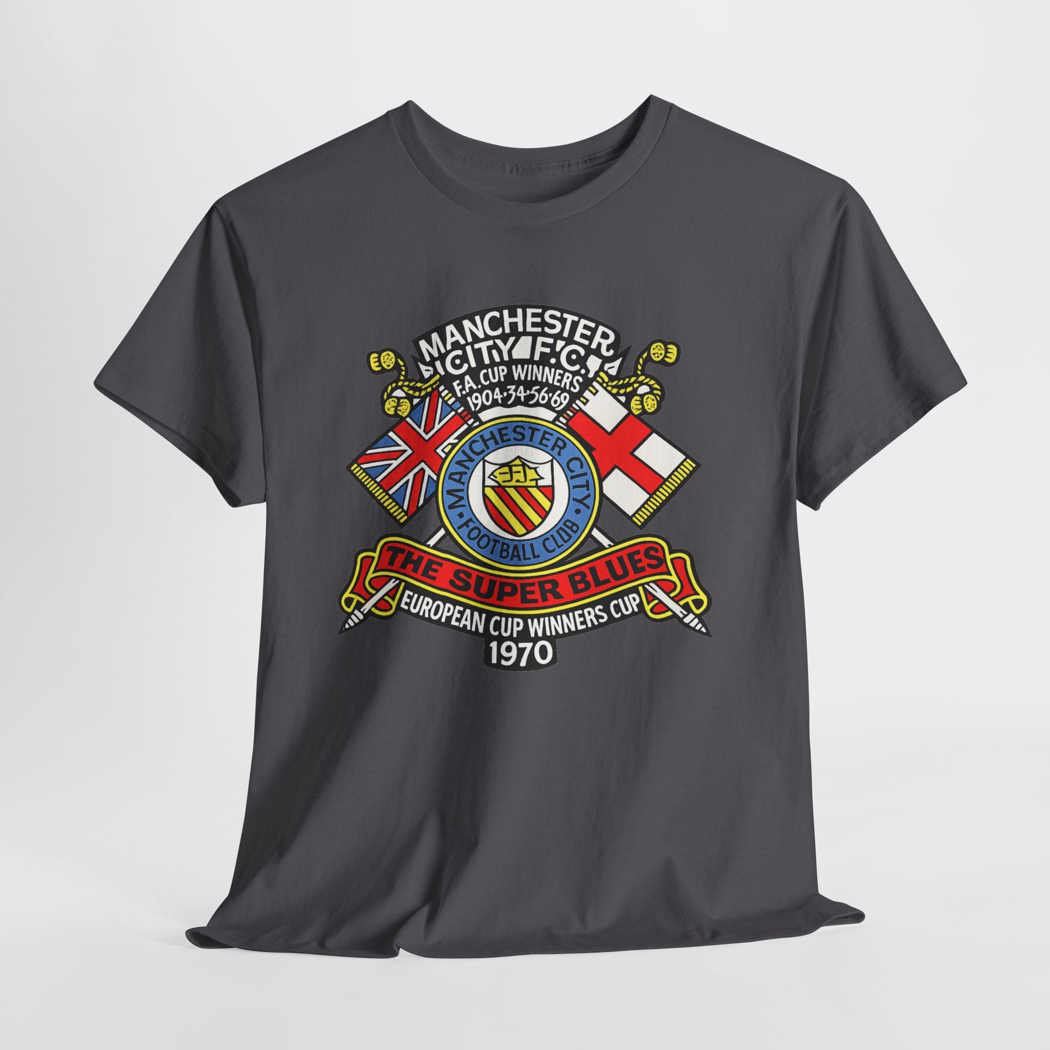 Manchester City Vintage Crest Tee — 'The Super Blues' 1970 European Cup Winners