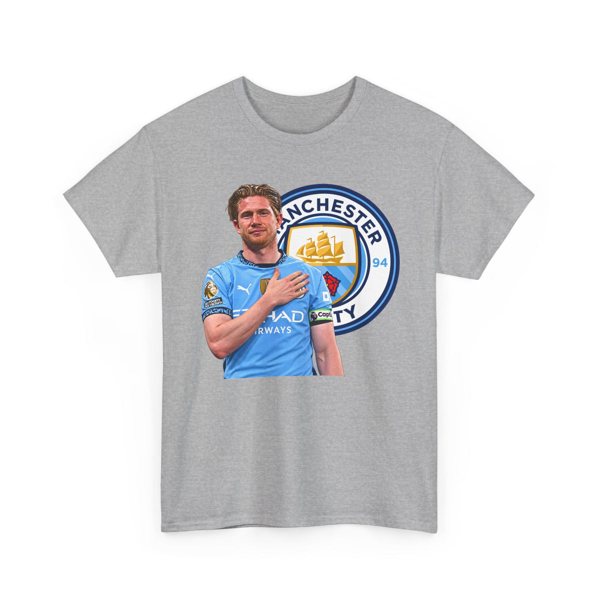 Kevin De Bruyne Manchester City Legend Cotton T-Shirt — Player Tribute Tee (Heart Badge Design)